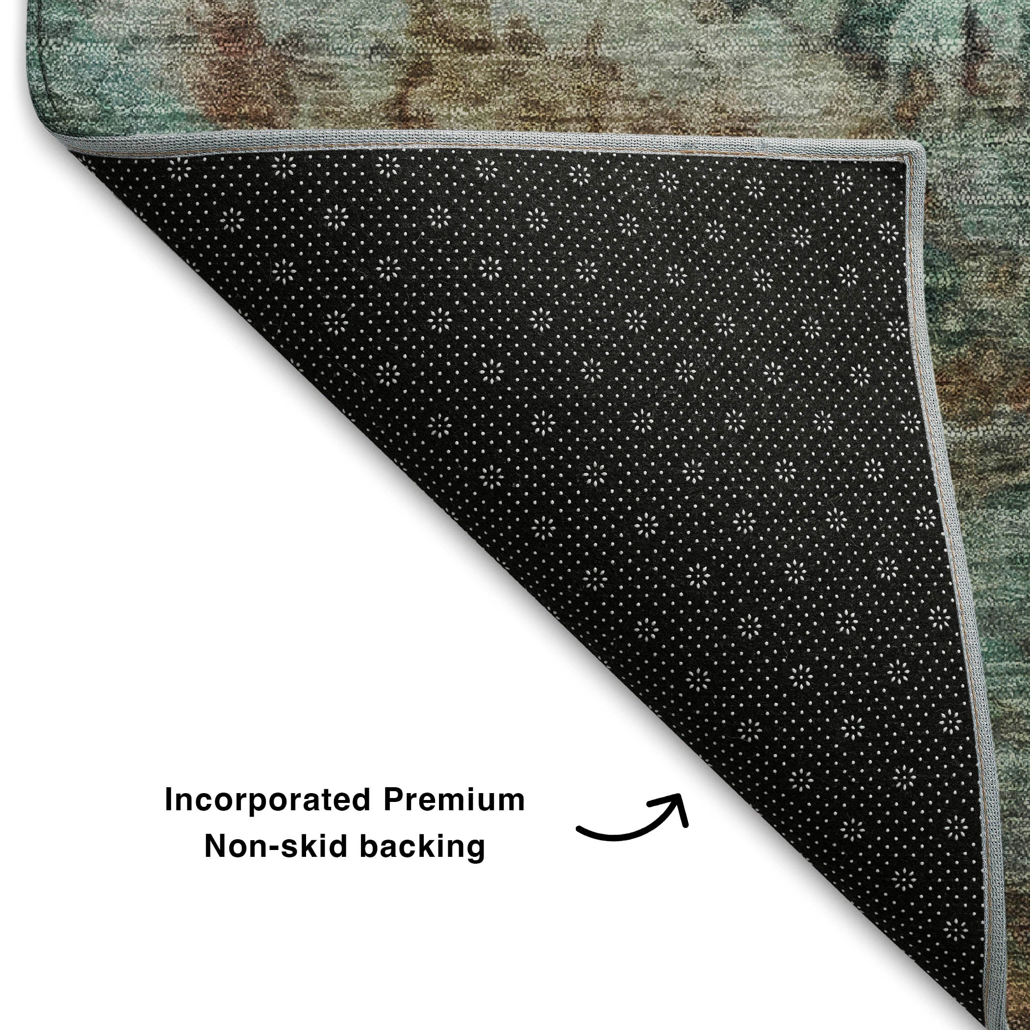 Dublin Machine Washable Transitional Teal Rug 1'8" x 2'6" #shape_Rectangle