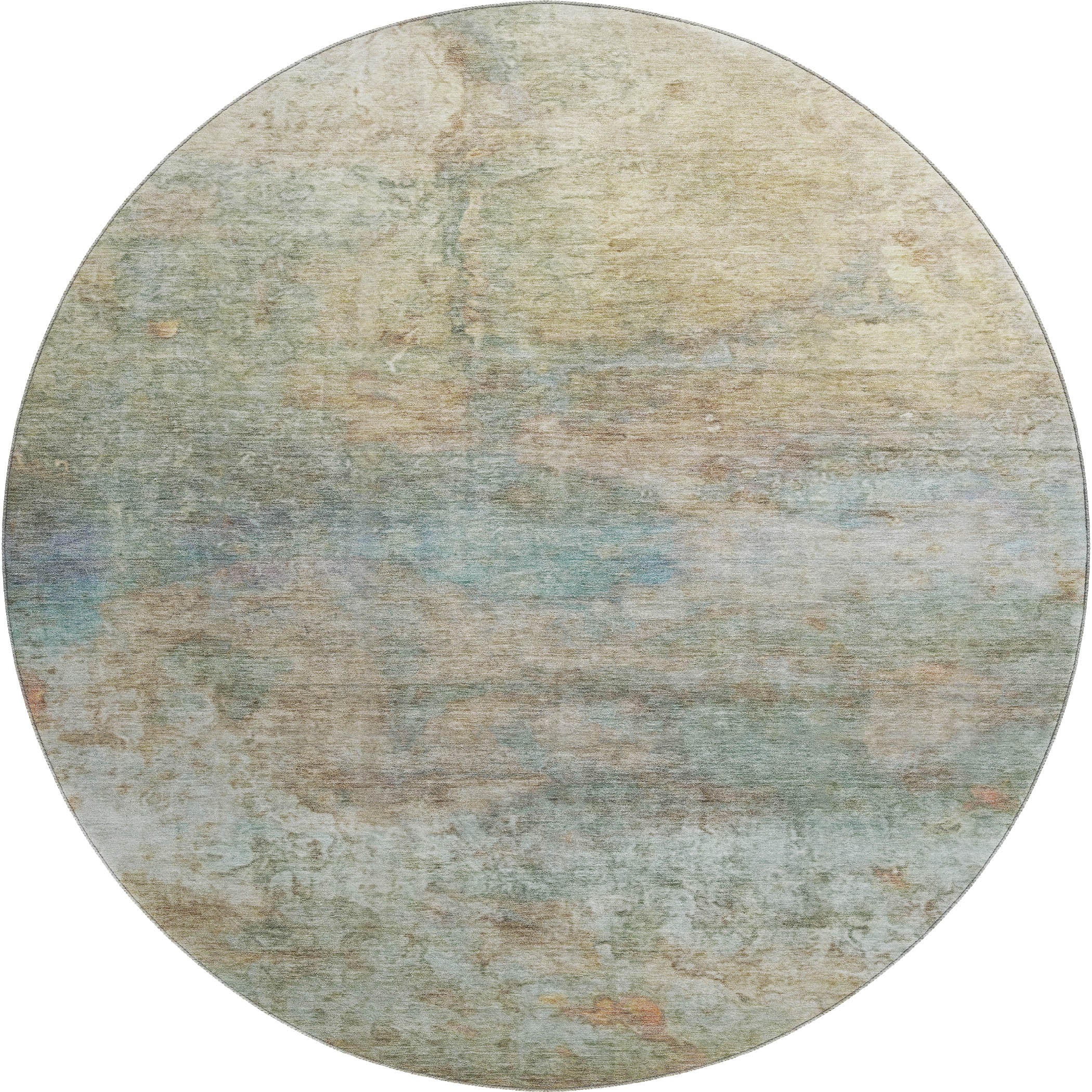 Dublin Machine Washable Transitional Wheat Gold Rug 8' x 8' #shape_Round