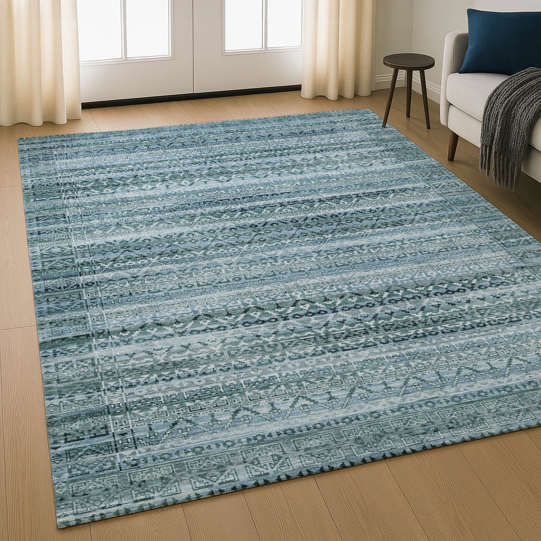 Kotor Machine Washable Transitional Aloe Green Rug 2'6" x 3'10" #shape_Rectangle