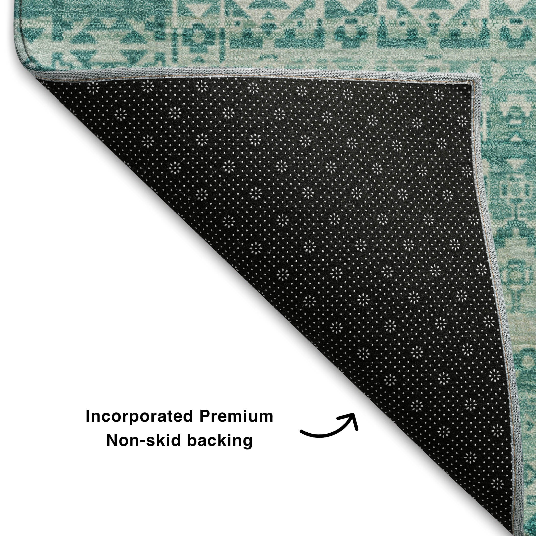 Kotor Machine Washable Transitional Aqua Teal Rug 1'8" x 2'6" #shape_Rectangle