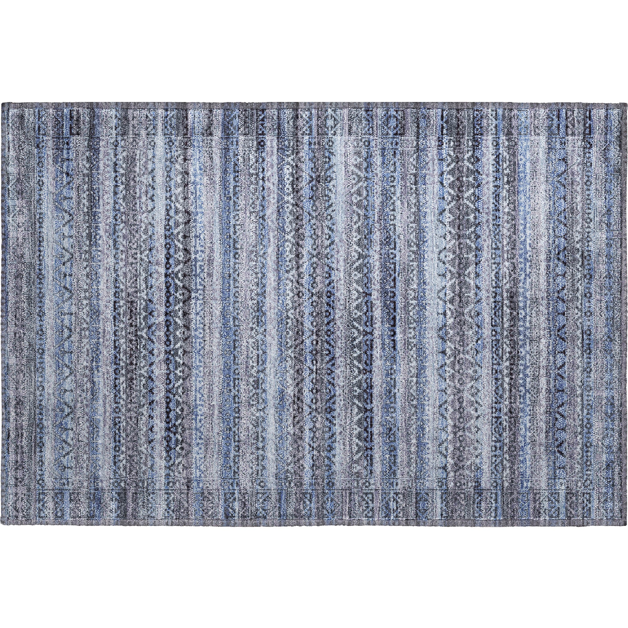 Kotor Machine Washable Transitional Blue Rug 1'8" x 2'6" #shape_Rectangle