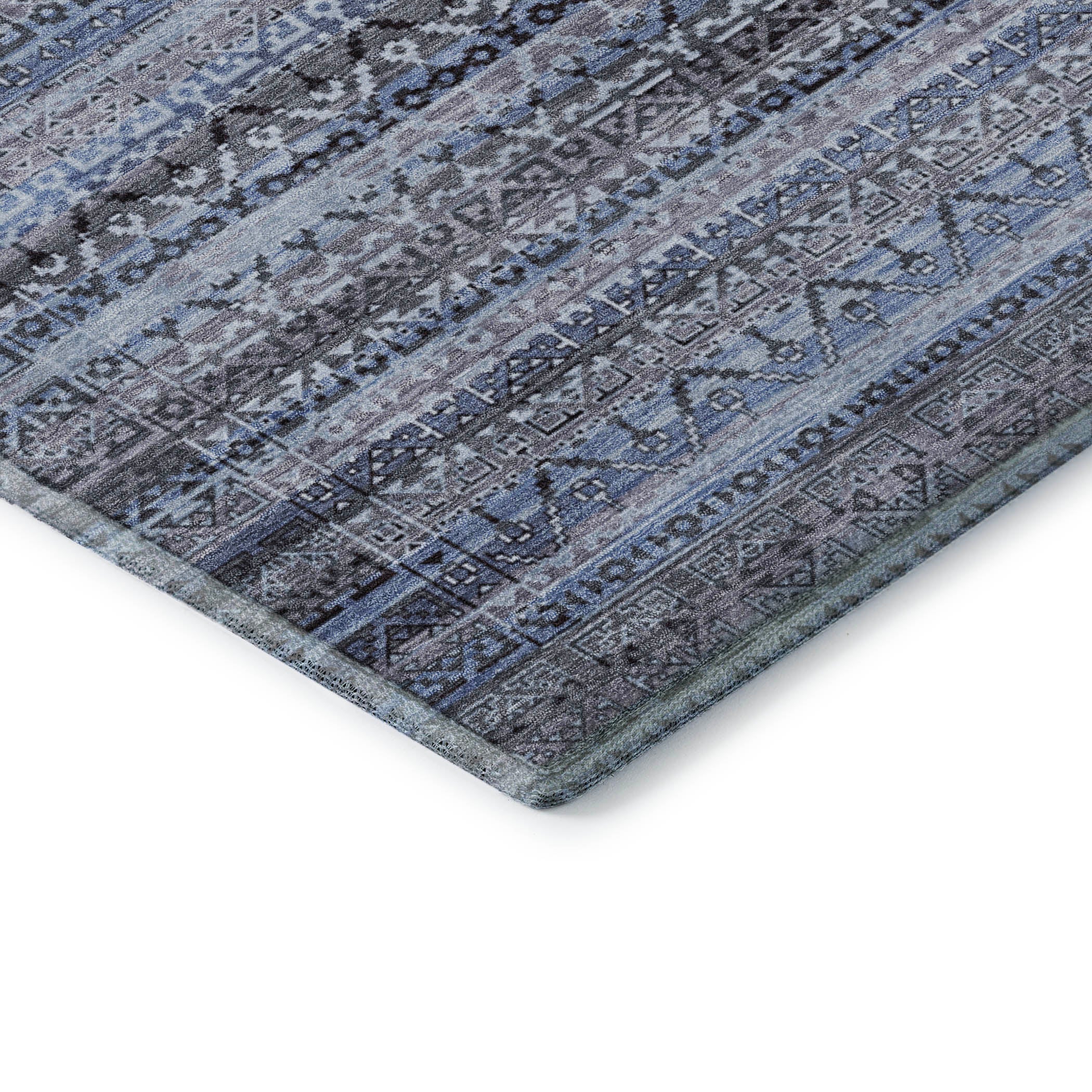 Kotor Machine Washable Transitional Blue Rug 1'8" x 2'6" #shape_Rectangle