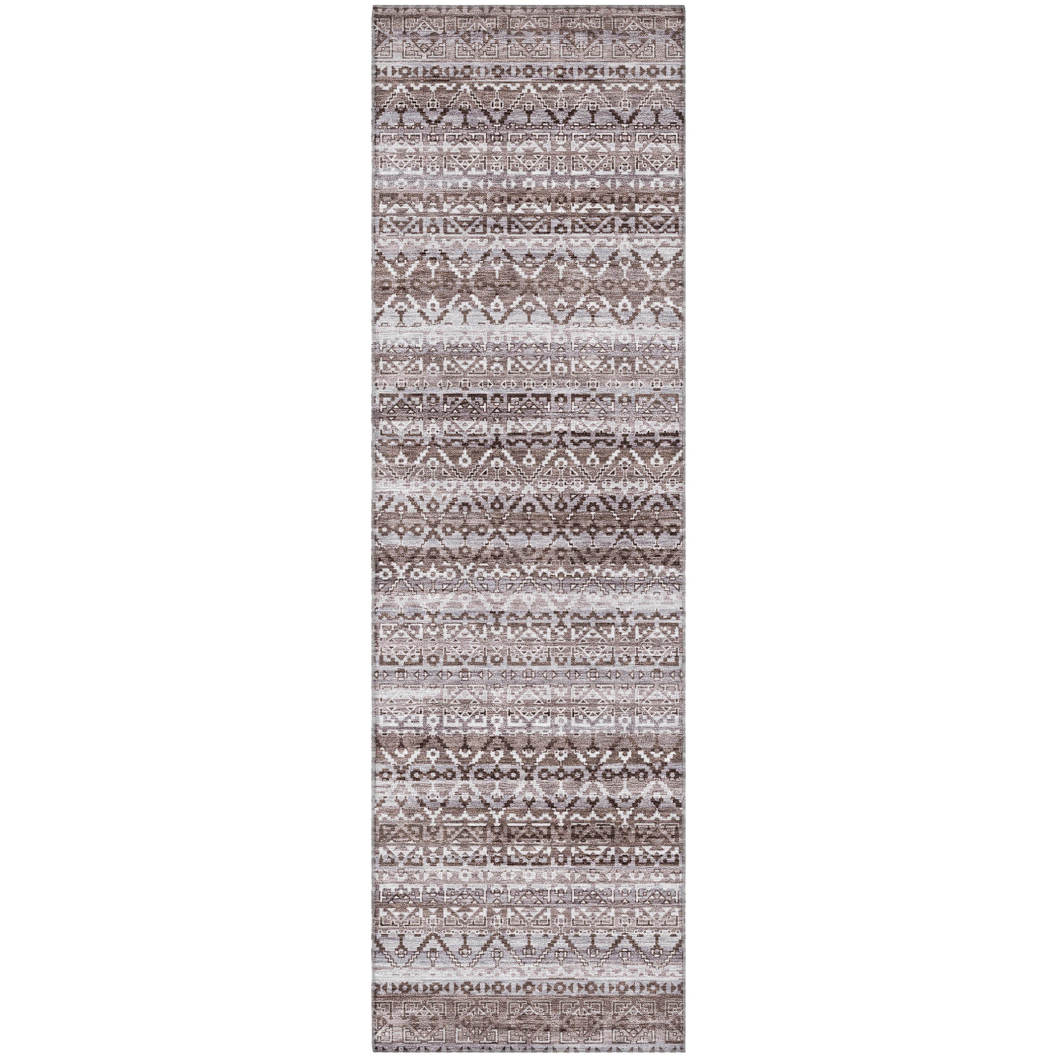Kotor Machine Washable Transitional Brown Rug 2'3" x 7'6" #shape_Runner