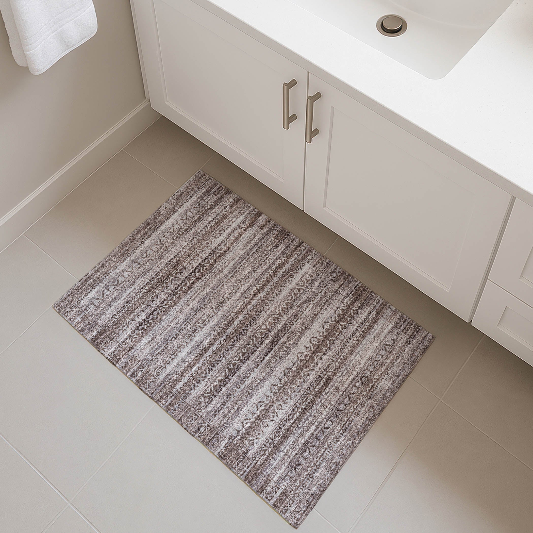 Kotor Machine Washable Transitional Brown Rug 1'8" x 2'6" #shape_Rectangle