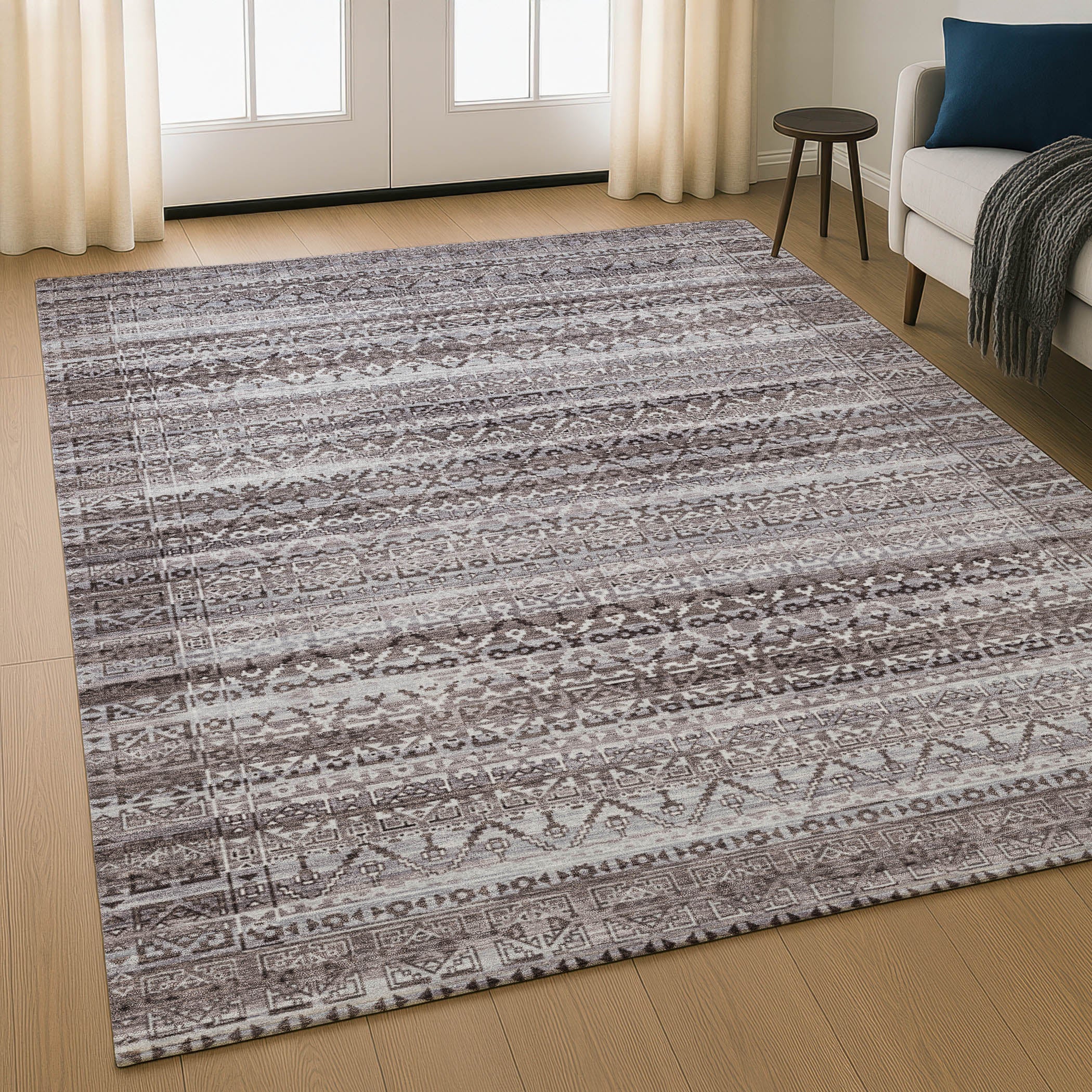 Kotor Machine Washable Transitional Brown Rug 2'6" x 3'10" #shape_Rectangle