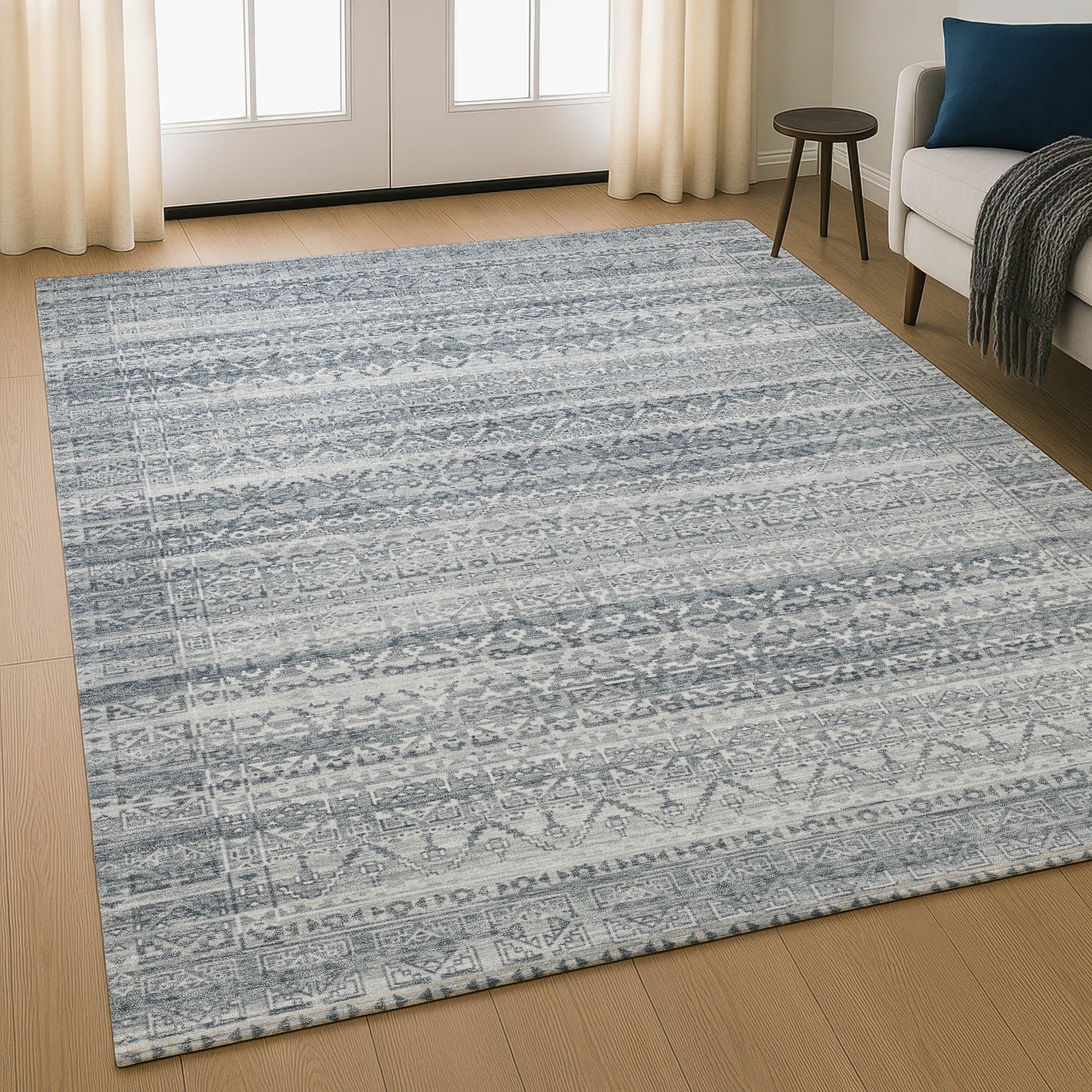 Kotor Machine Washable Transitional Gray Rug 2'6" x 3'10" #shape_Rectangle