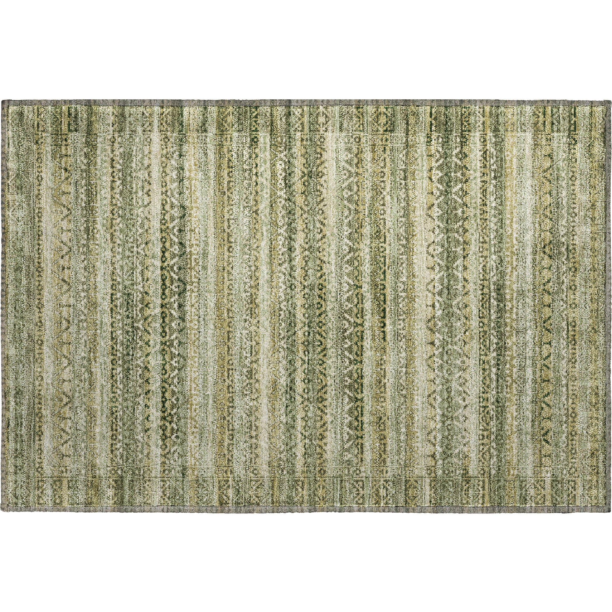 Kotor Machine Washable Transitional Green Rug 1'8" x 2'6" #shape_Rectangle