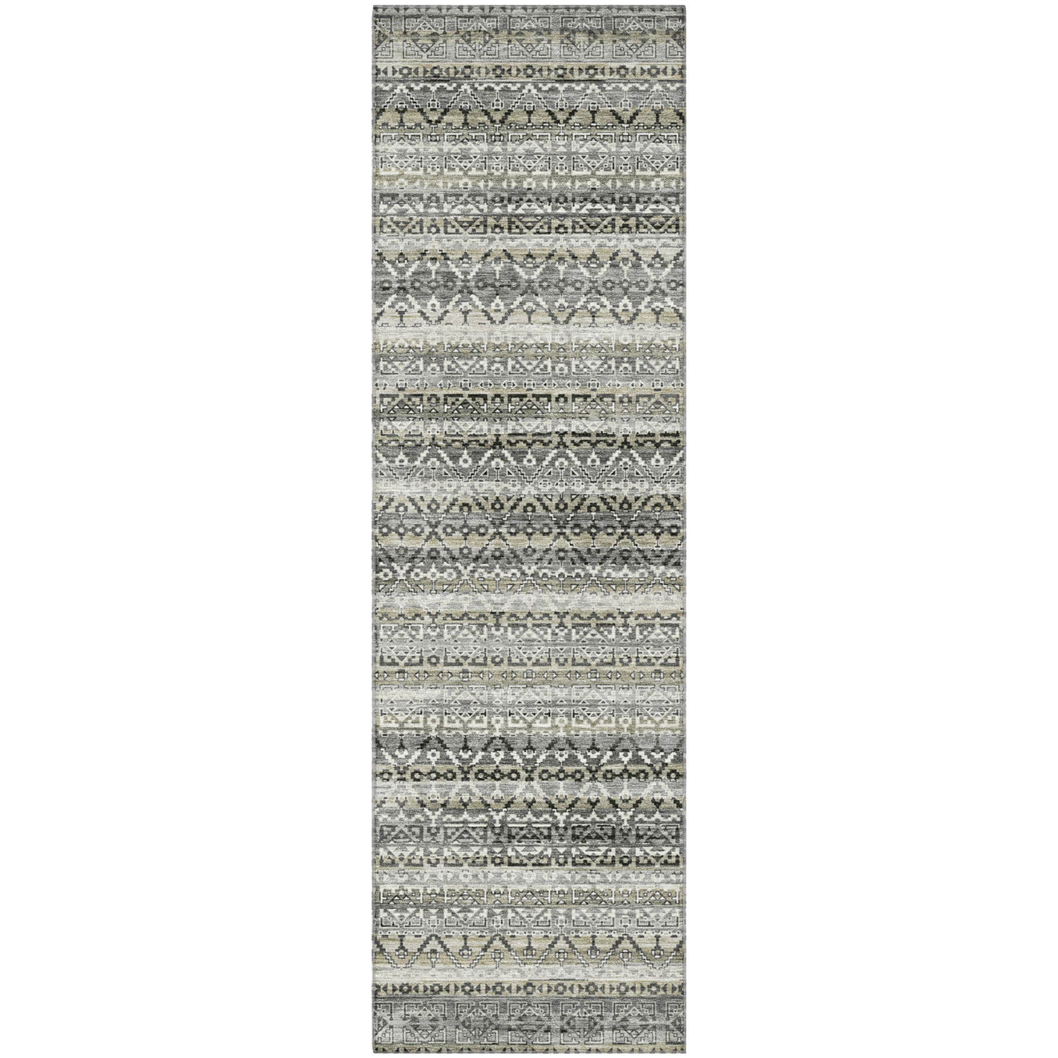 Kotor Machine Washable Transitional Pewter Gray Rug 2'3" x 7'6" #shape_Runner