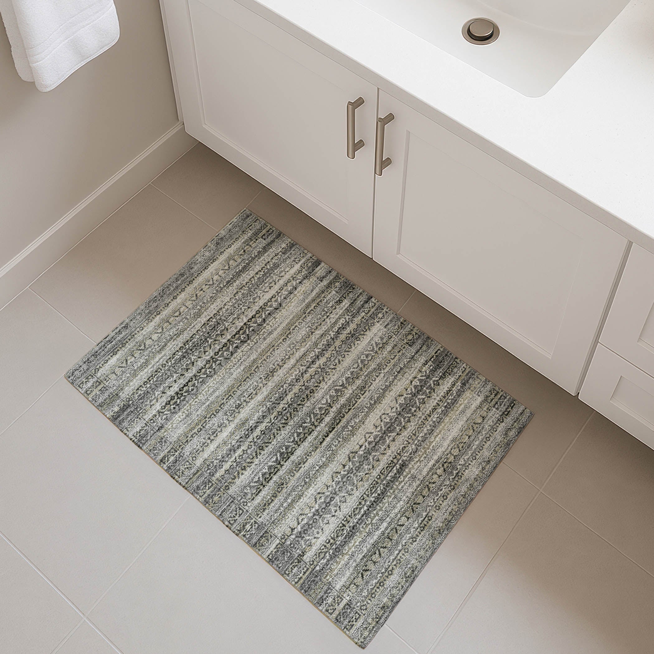 Kotor Machine Washable Transitional Pewter Gray Rug 1'8" x 2'6" #shape_Rectangle