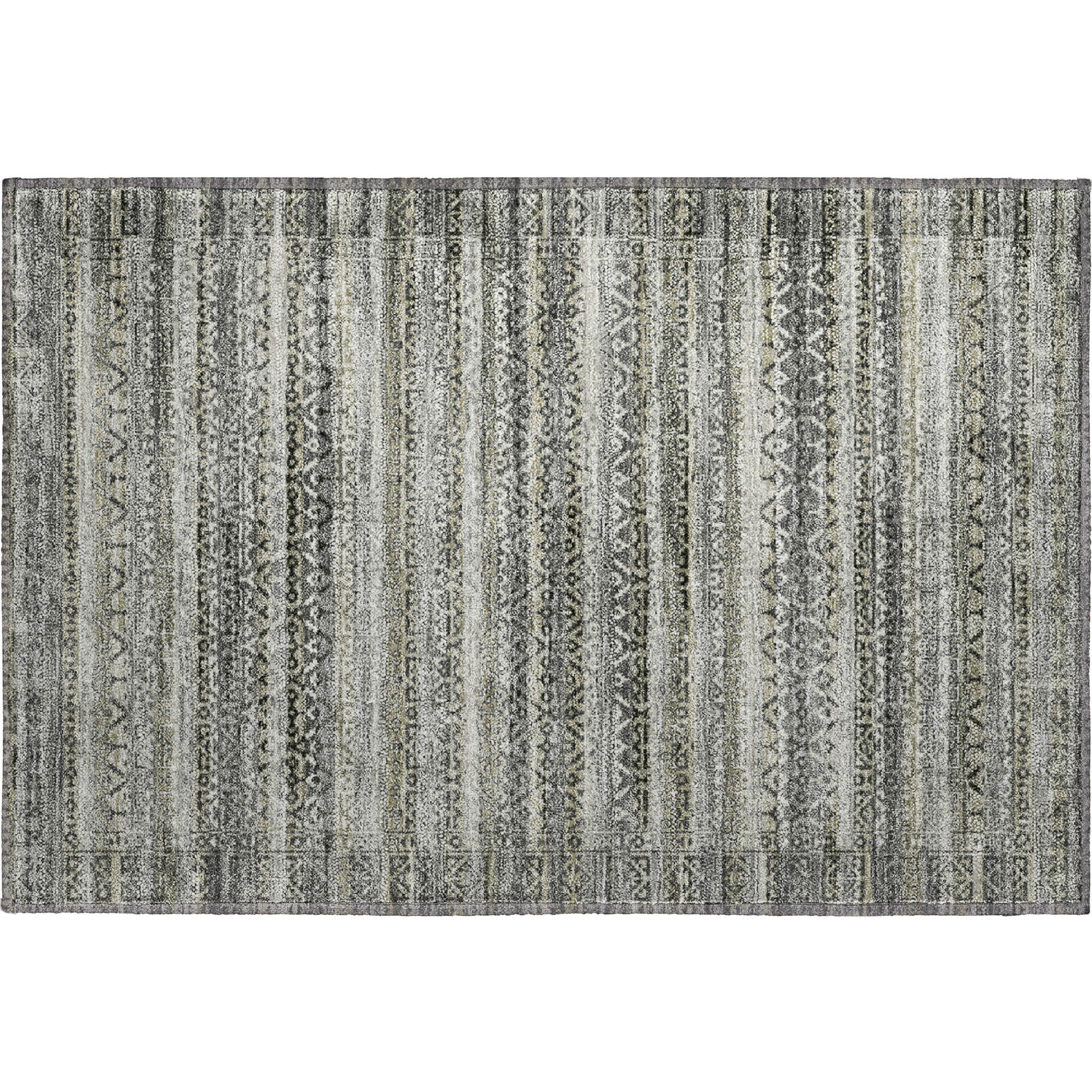 Kotor Machine Washable Transitional Pewter Gray Rug 1'8" x 2'6" #shape_Rectangle