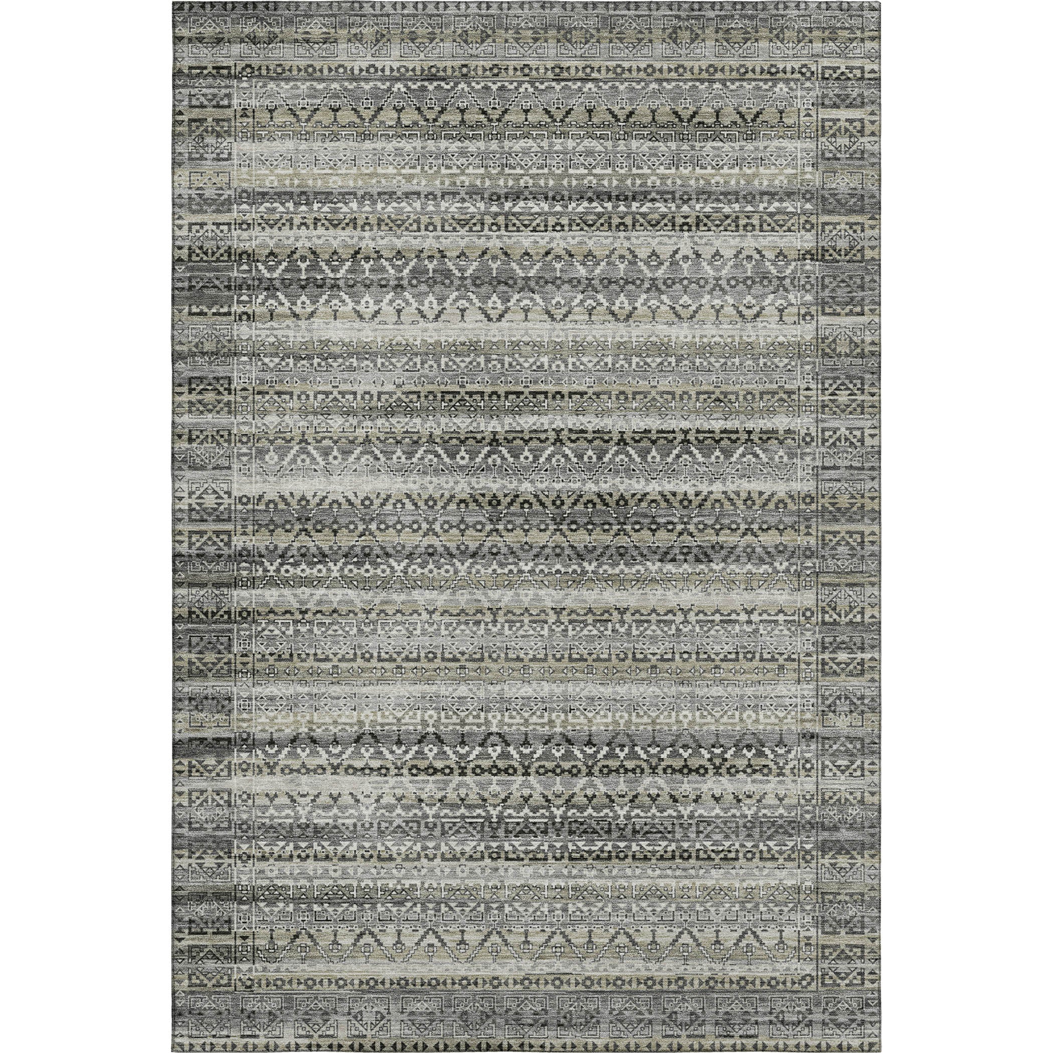 Kotor Machine Washable Transitional Pewter Gray Rug 2'6" x 3'10" #shape_Rectangle