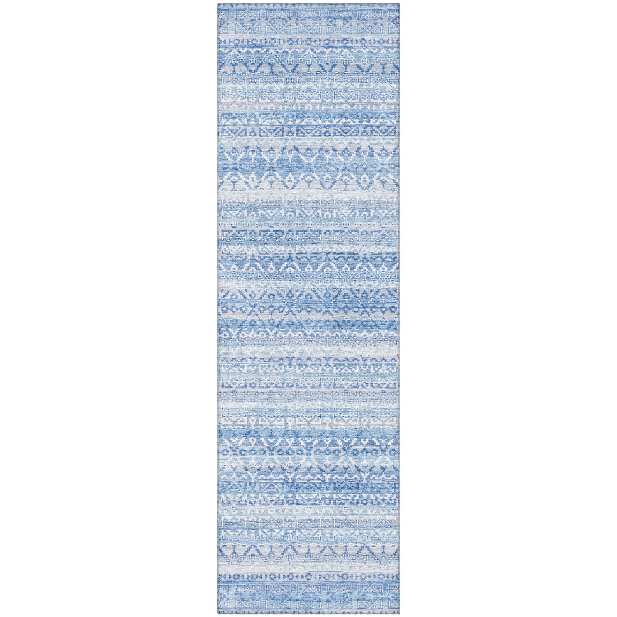 Kotor Machine Washable Transitional Sky Blue Rug 2'3" x 7'6" #shape_Runner