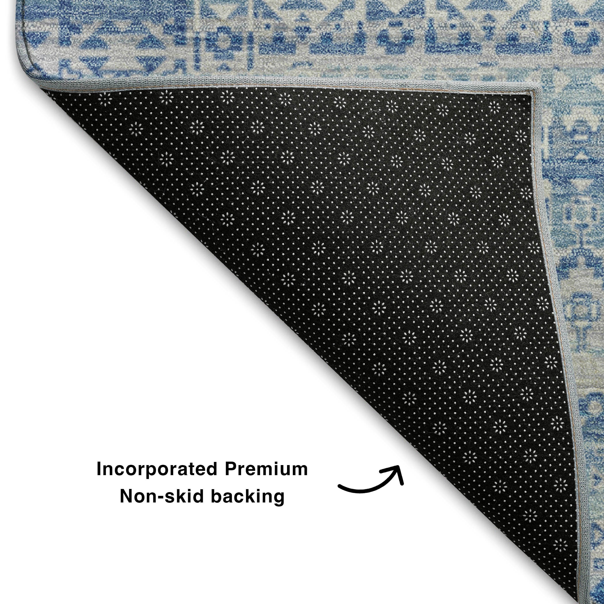 Kotor Machine Washable Transitional Sky Blue Rug 1'8" x 2'6" #shape_Rectangle