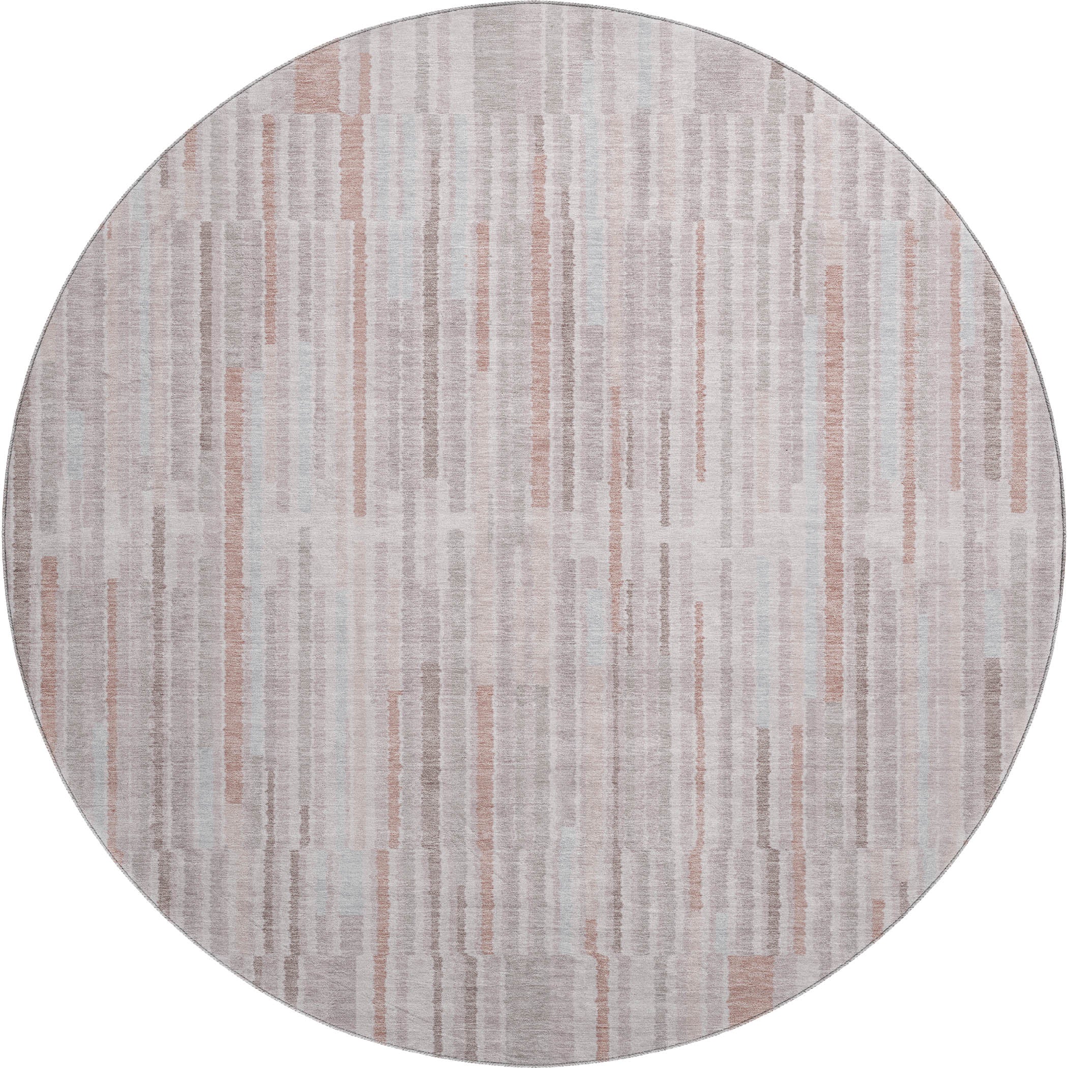 Cusco Machine Washable Transitional Coral Orange Rug 8' x 8' #shape_Round