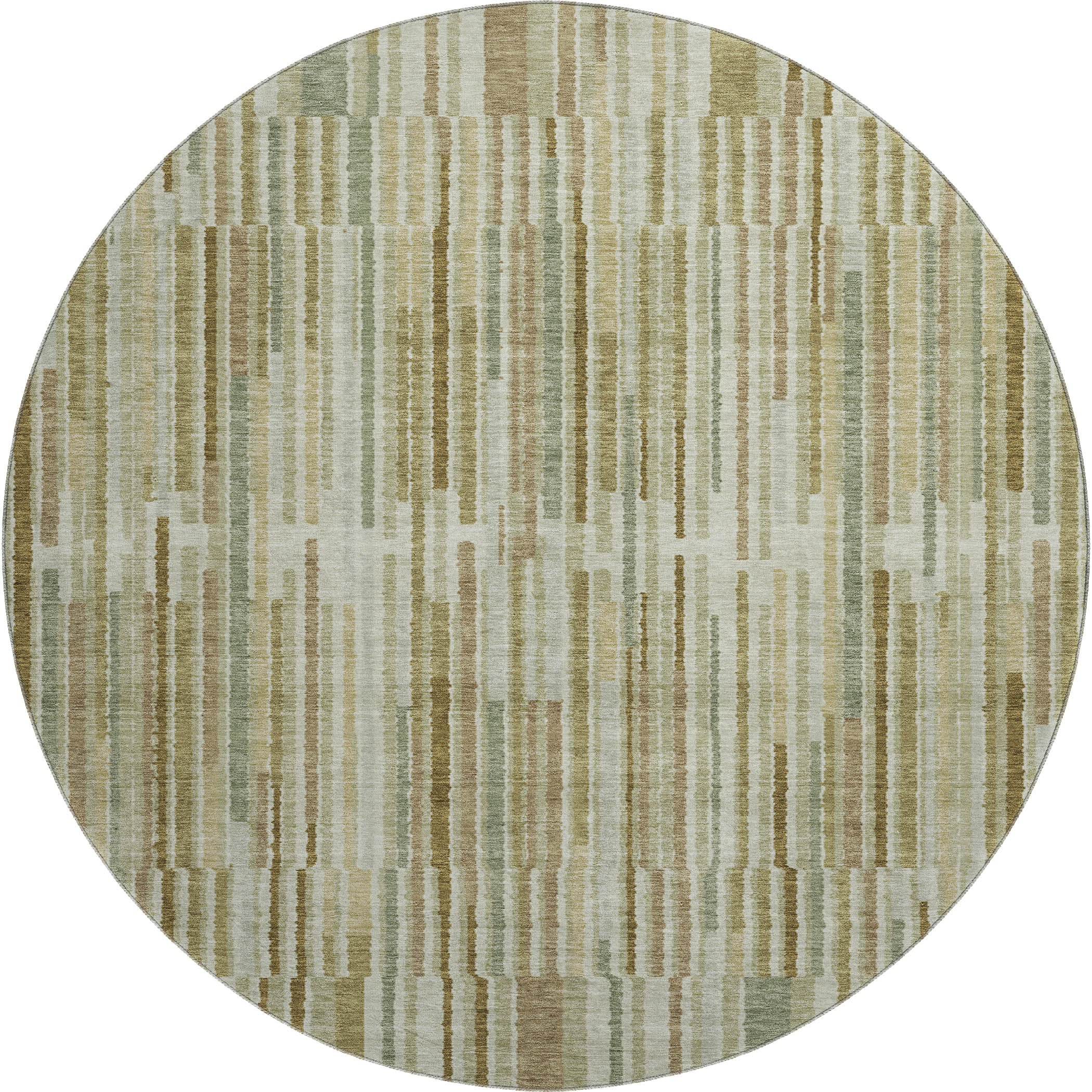 Cusco Machine Washable Transitional Khaki Brown Rug 8' x 8' #shape_Round