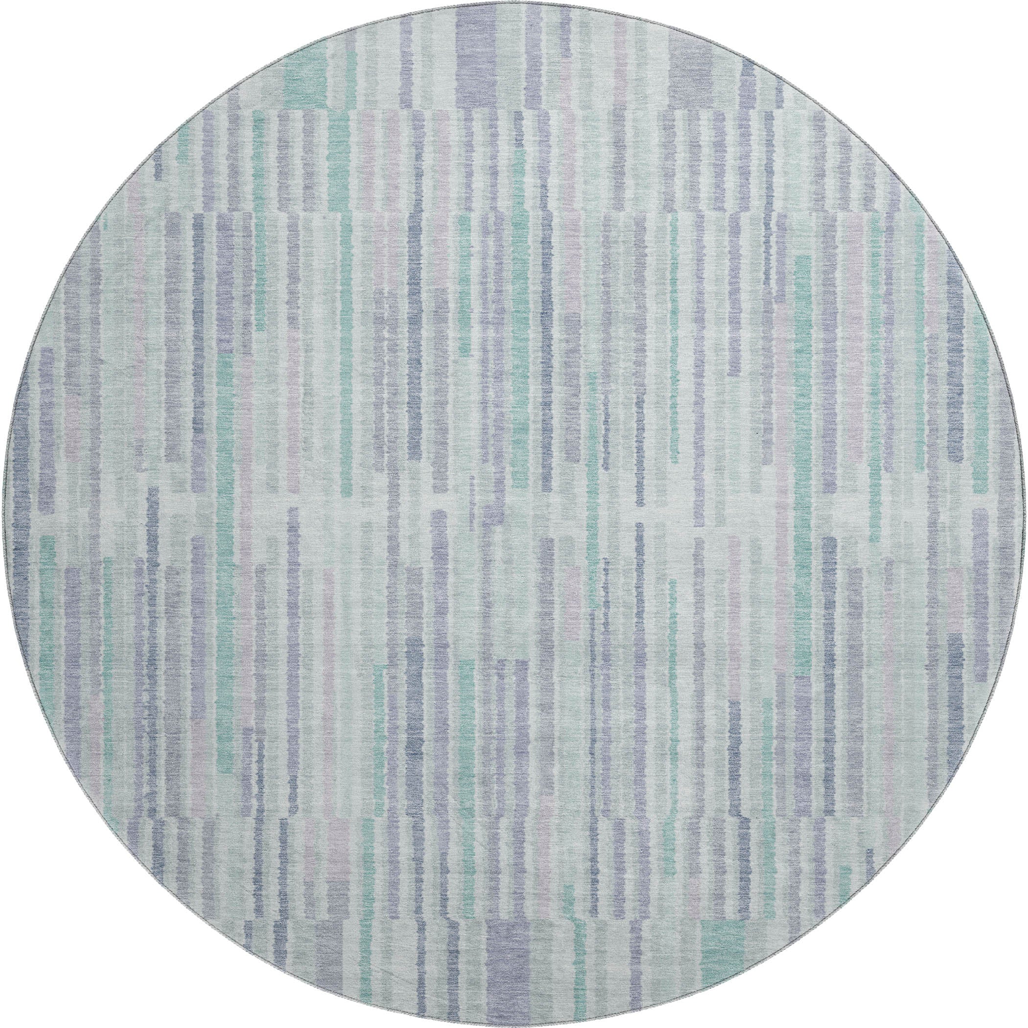 Cusco Machine Washable Transitional Mint Green Rug 8' x 8' #shape_Round