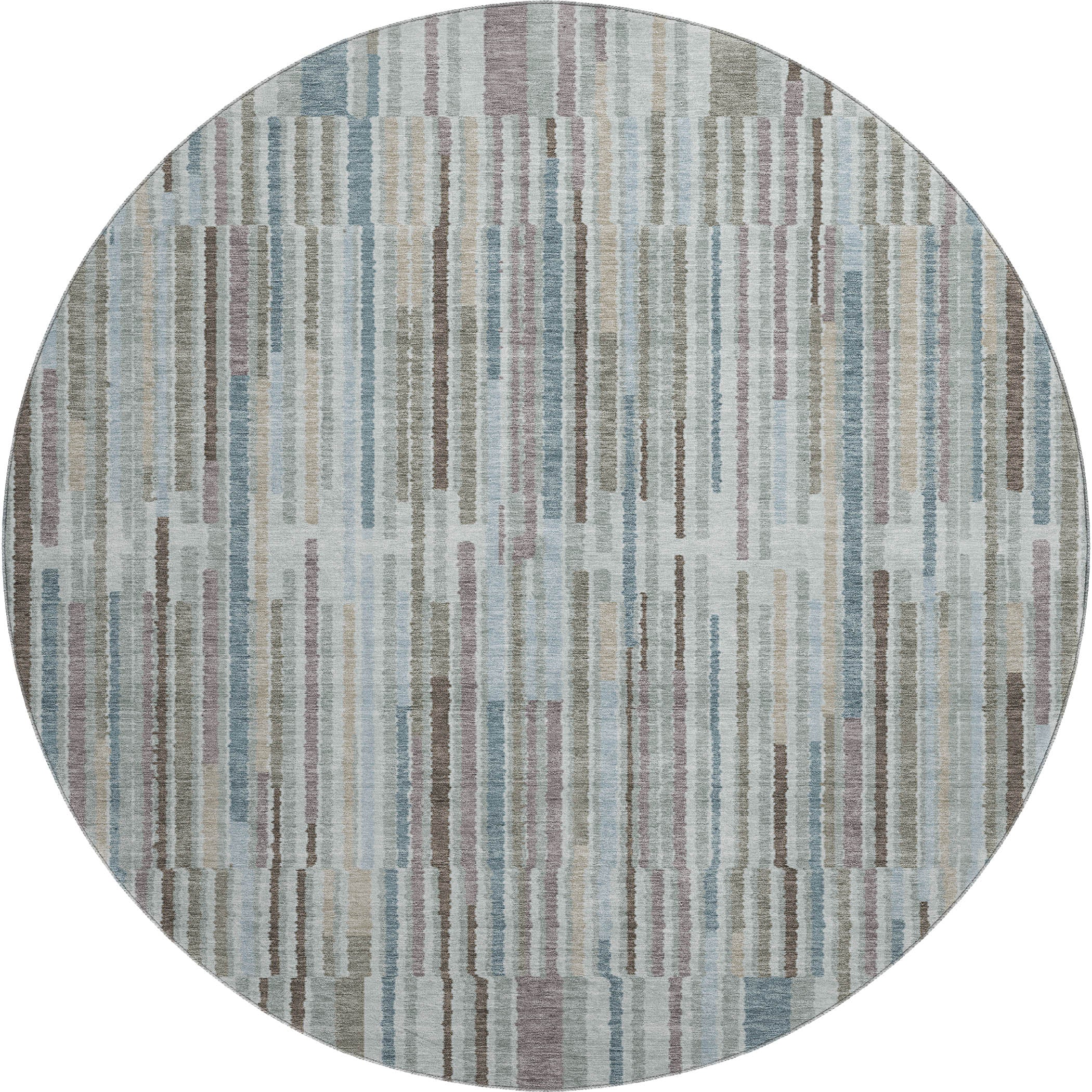 Cusco Machine Washable Transitional Teal Rug 8' x 8' #shape_Round