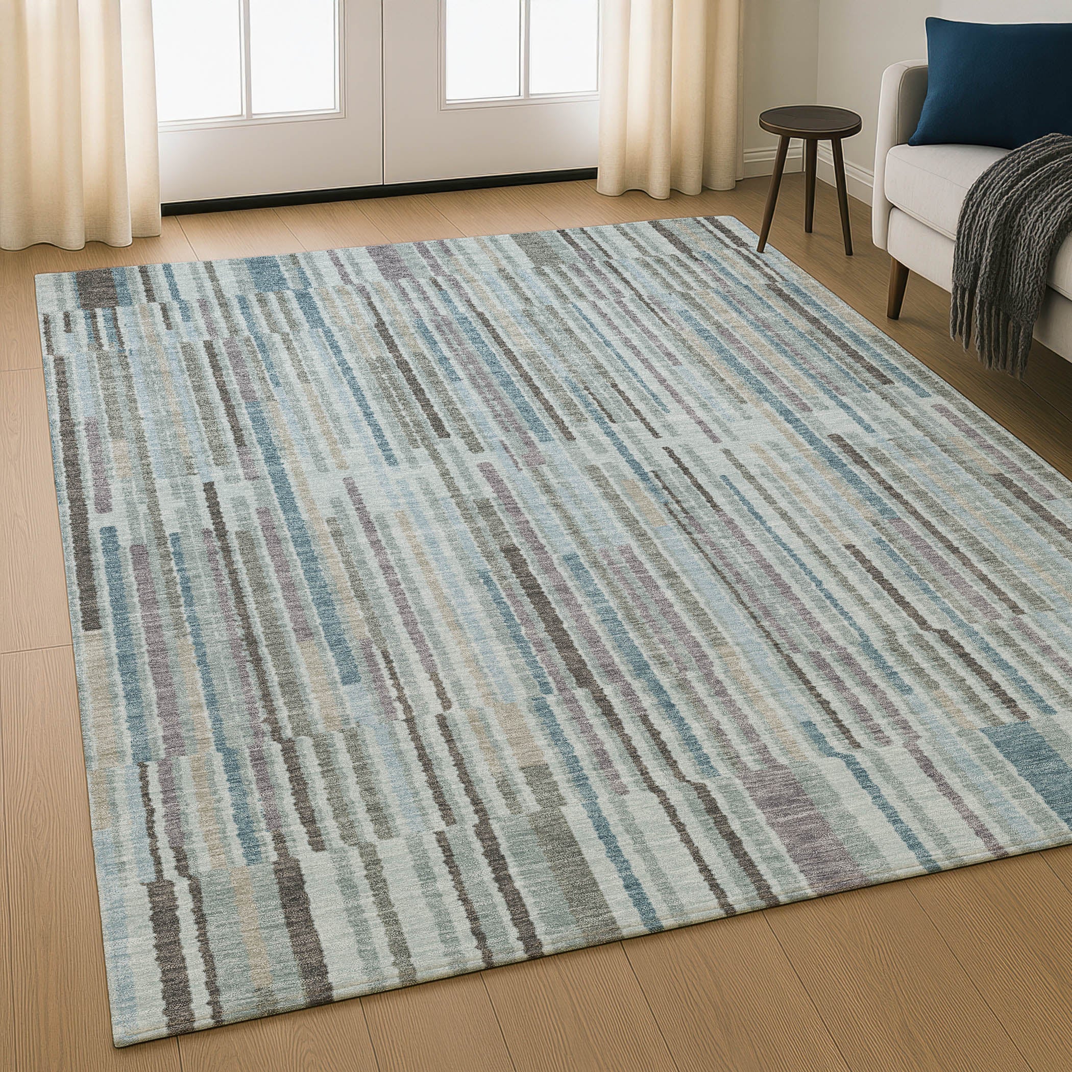Cusco Machine Washable Transitional Teal Rug 2'6" x 3'10" #shape_Rectangle