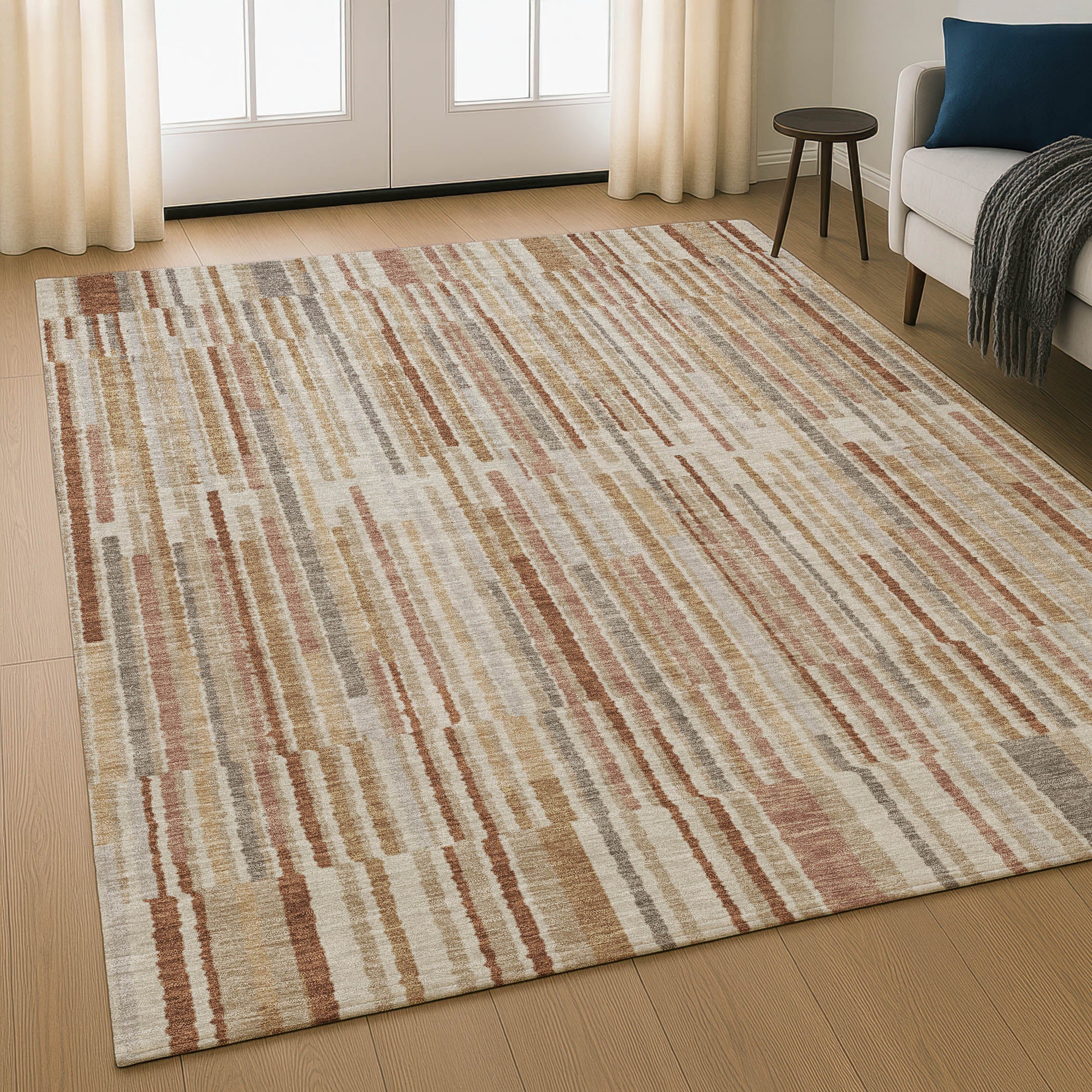 Cusco Machine Washable Transitional Terracotta Orange Rug 2'6" x 3'10" #shape_Rectangle