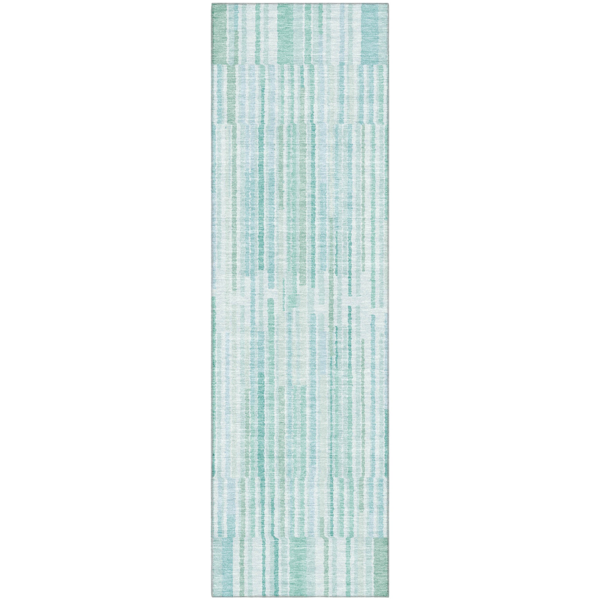 Cusco Machine Washable Transitional Turquoise Teal Rug 2'3" x 7'6" #shape_Runner