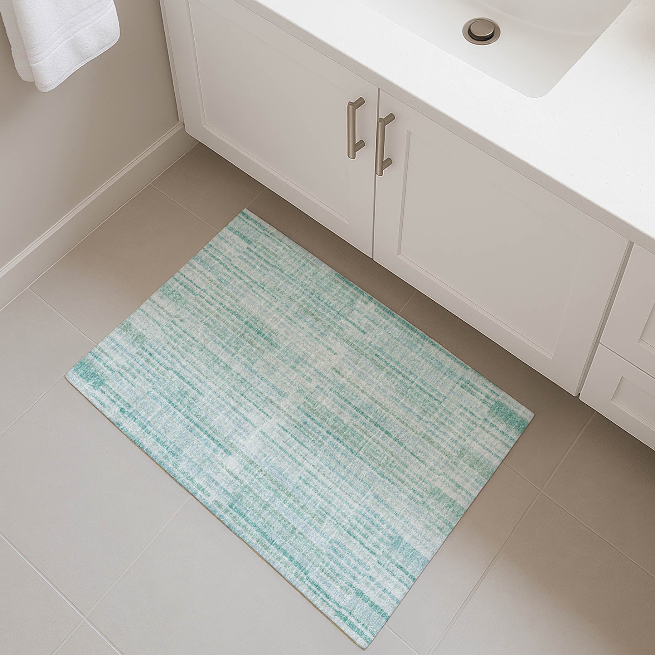 Cusco Machine Washable Transitional Turquoise Teal Rug 1'8" x 2'6" #shape_Rectangle