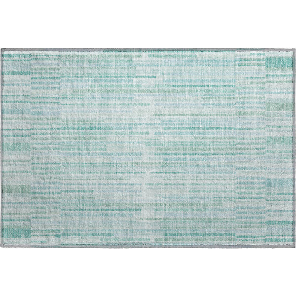 Cusco Machine Washable Transitional Turquoise Teal Rug 1'8" x 2'6"
