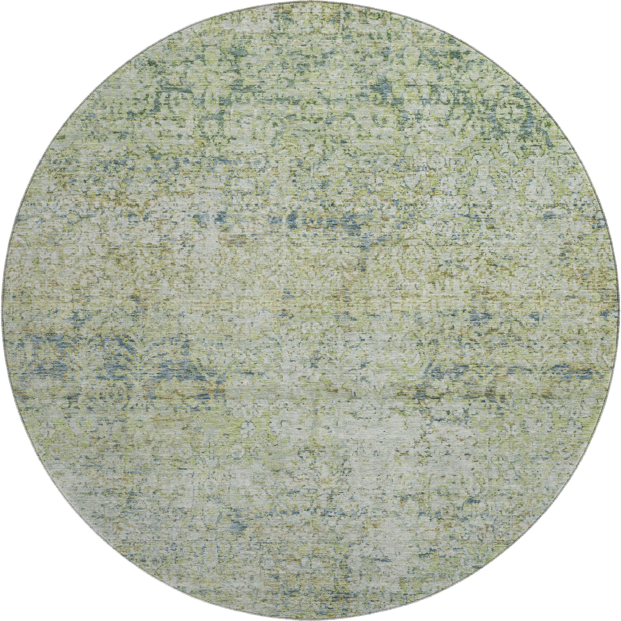 Dubrovnik Machine Washable Traditional Aloe Green Rug 8' x 8' #shape_Round