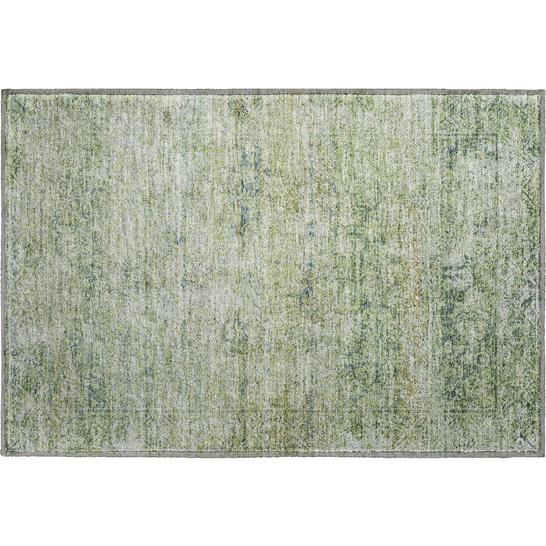 Dubrovnik Machine Washable Traditional Aloe Green Rug 1'8" x 2'6" #shape_Rectangle