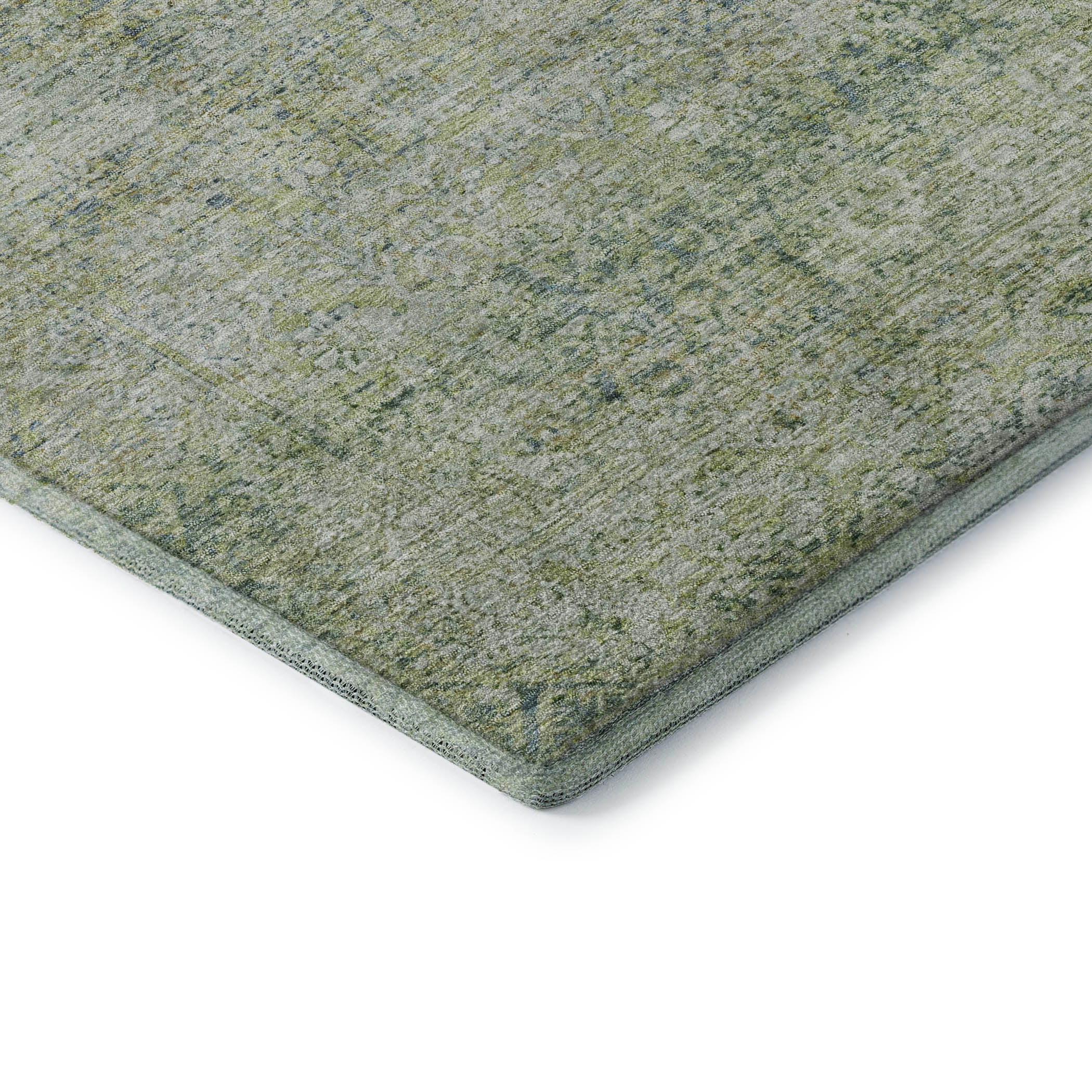 Dubrovnik Machine Washable Traditional Aloe Green Rug 1'8" x 2'6" #shape_Rectangle