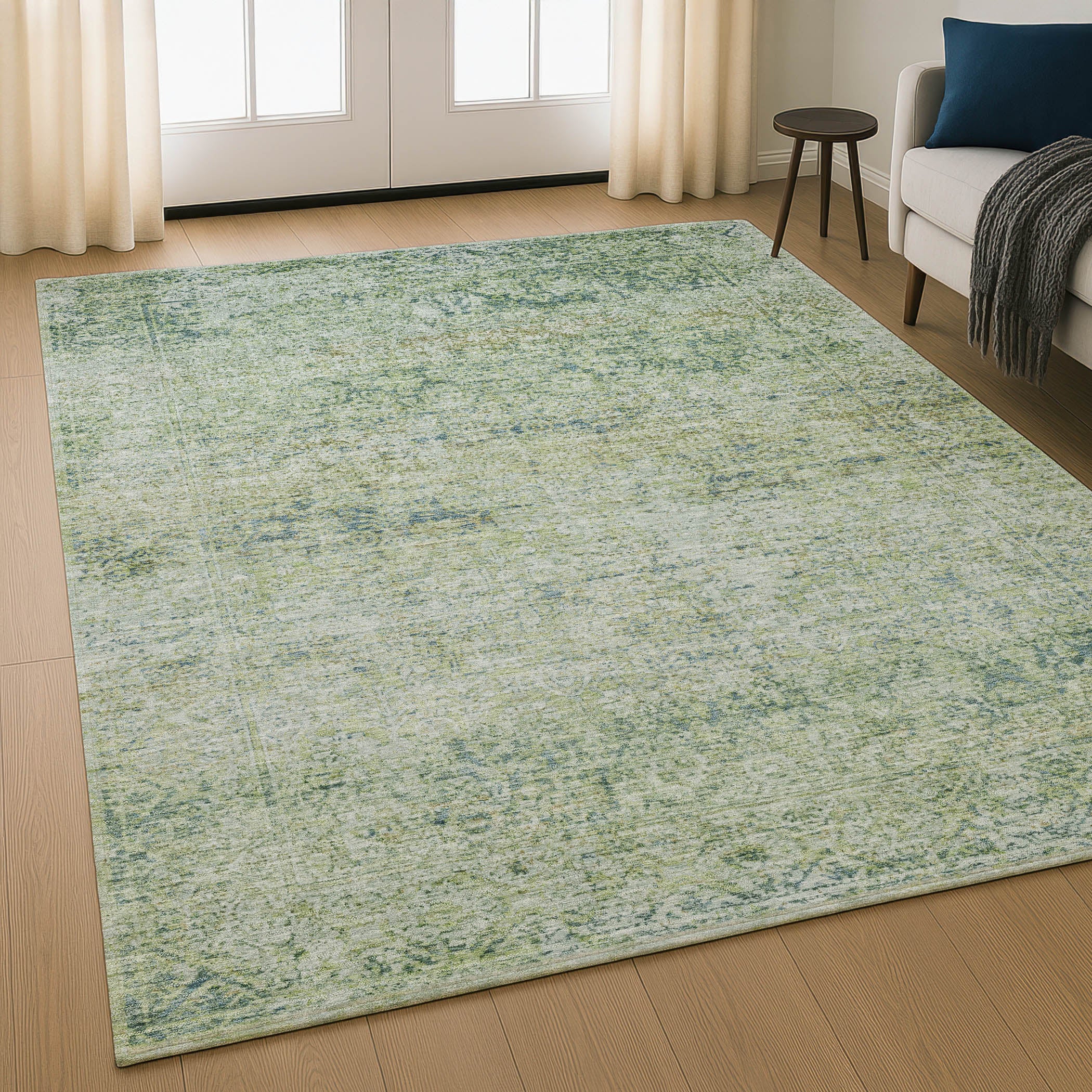 Dubrovnik Machine Washable Traditional Aloe Green Rug 2'6" x 3'10" #shape_Rectangle