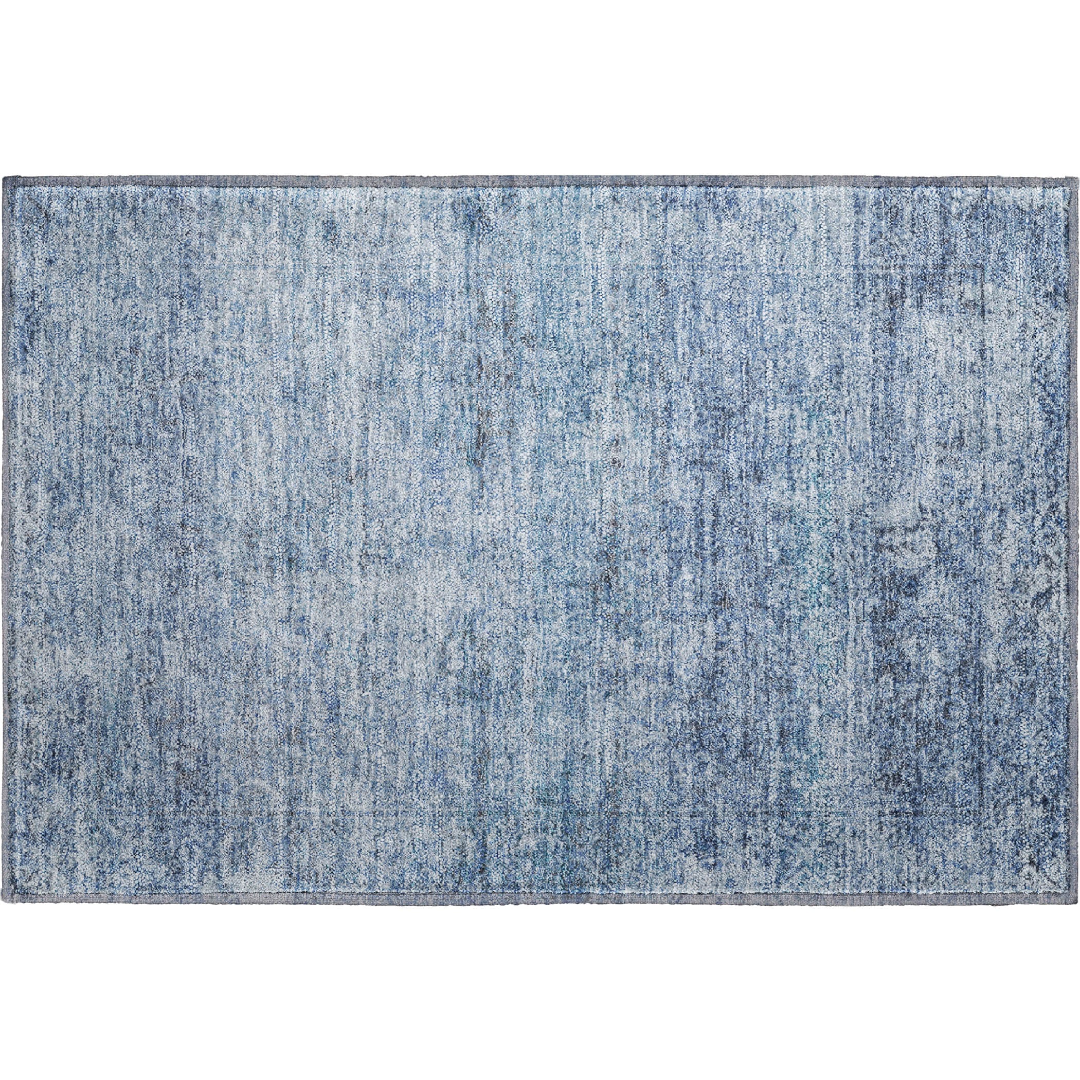 Dubrovnik Machine Washable Traditional Blue Rug 1'8" x 2'6" #shape_Rectangle