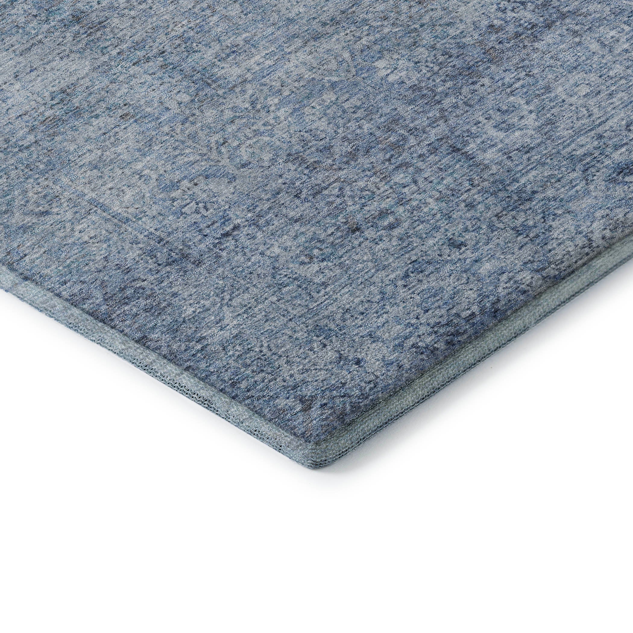 Dubrovnik Machine Washable Traditional Blue Rug 1'8" x 2'6" #shape_Rectangle