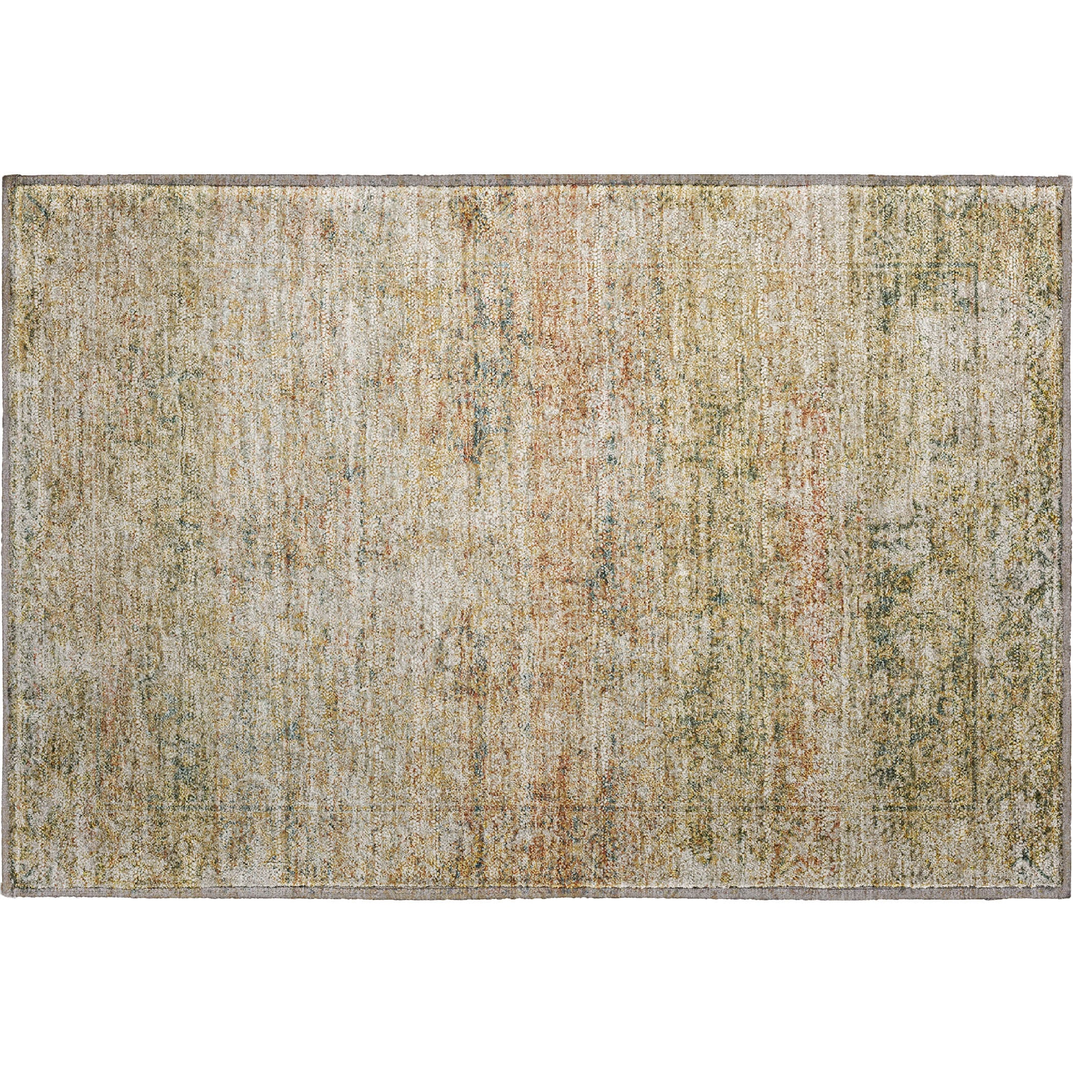 Dubrovnik Machine Washable Traditional Gold Rug 1'8" x 2'6" #shape_Rectangle
