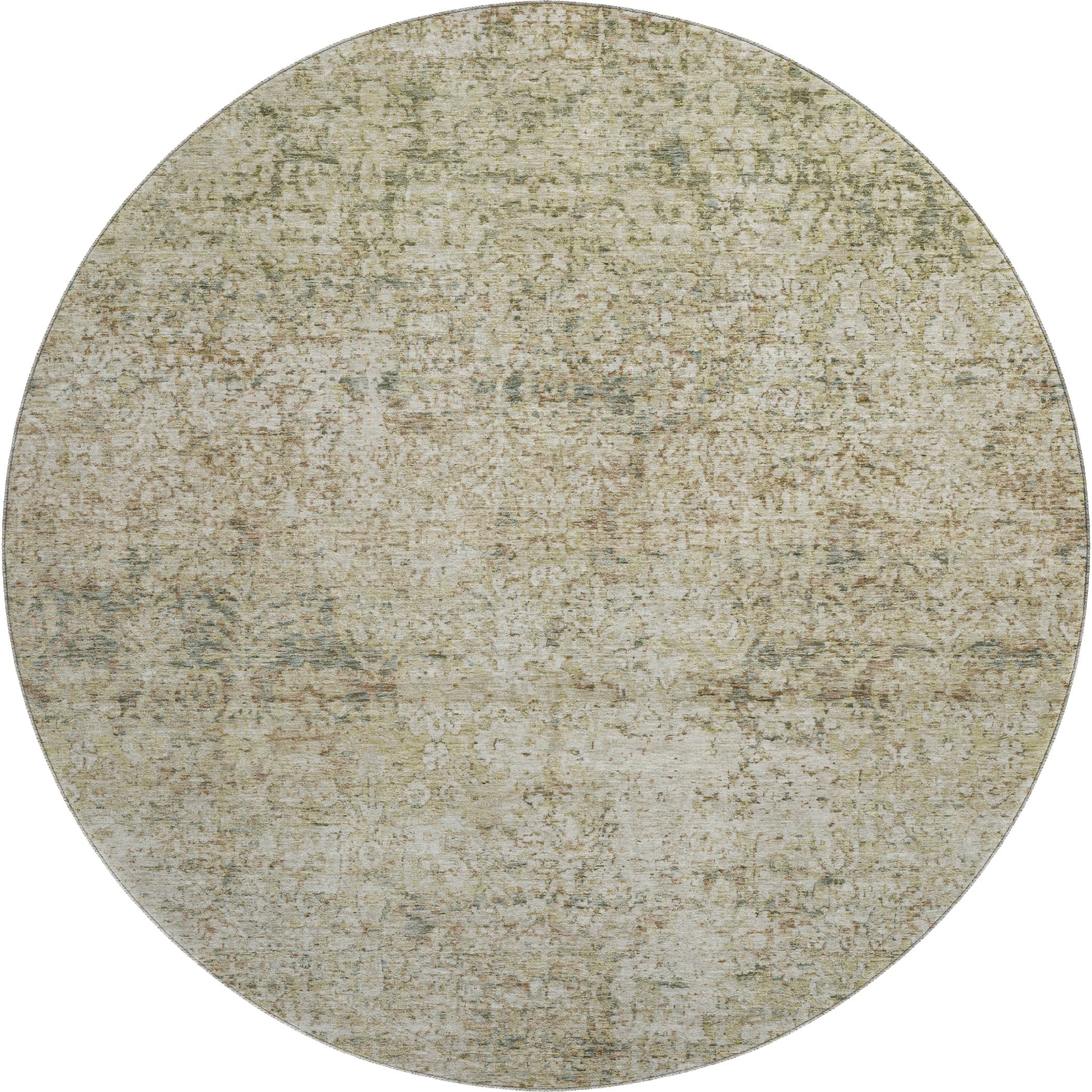 Dubrovnik Machine Washable Traditional Sage Green Rug 8' x 8' #shape_Round