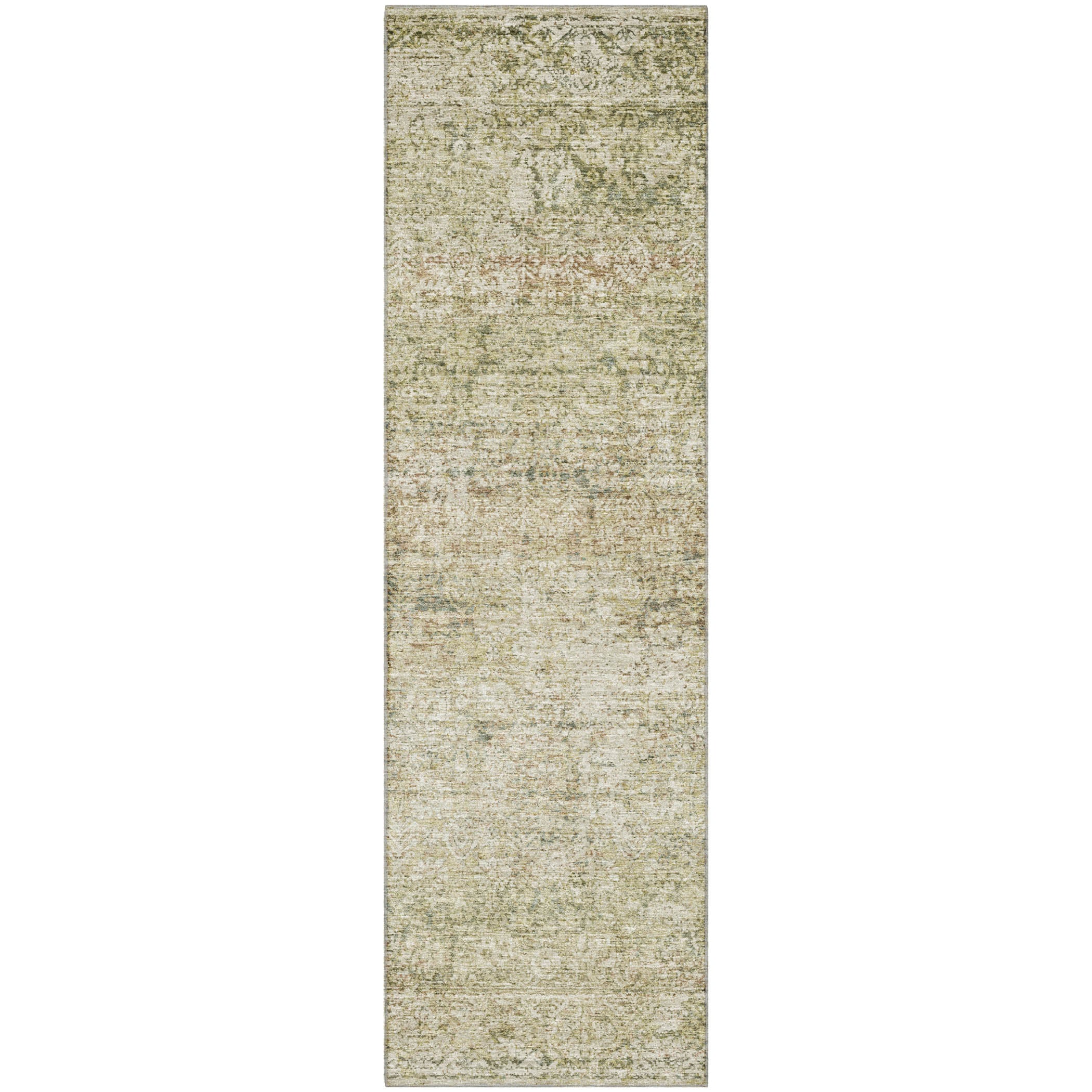Dubrovnik Machine Washable Traditional Sage Green Rug 2'3" x 7'6" #shape_Runner