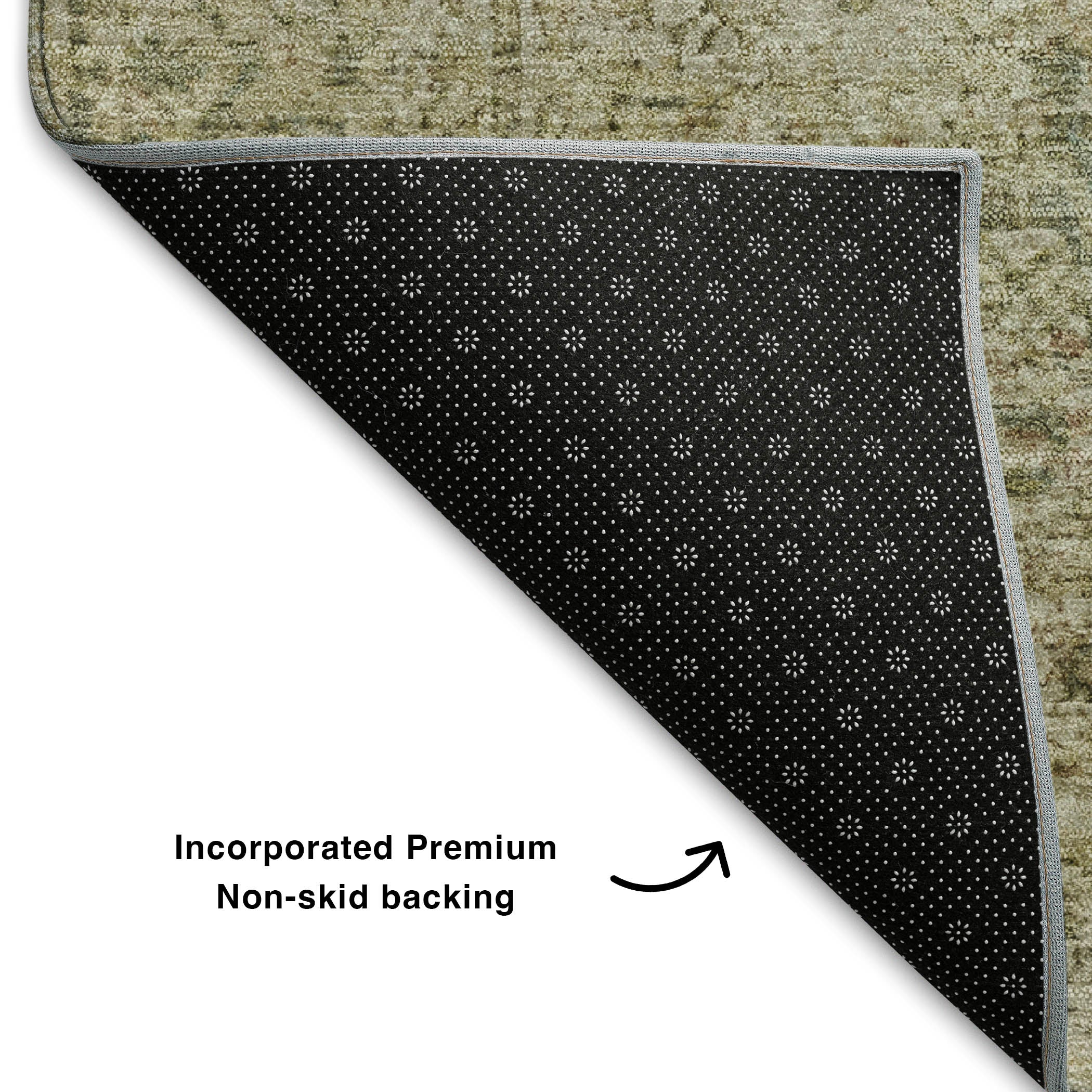 Dubrovnik Machine Washable Traditional Sage Green Rug 1'8" x 2'6" #shape_Rectangle