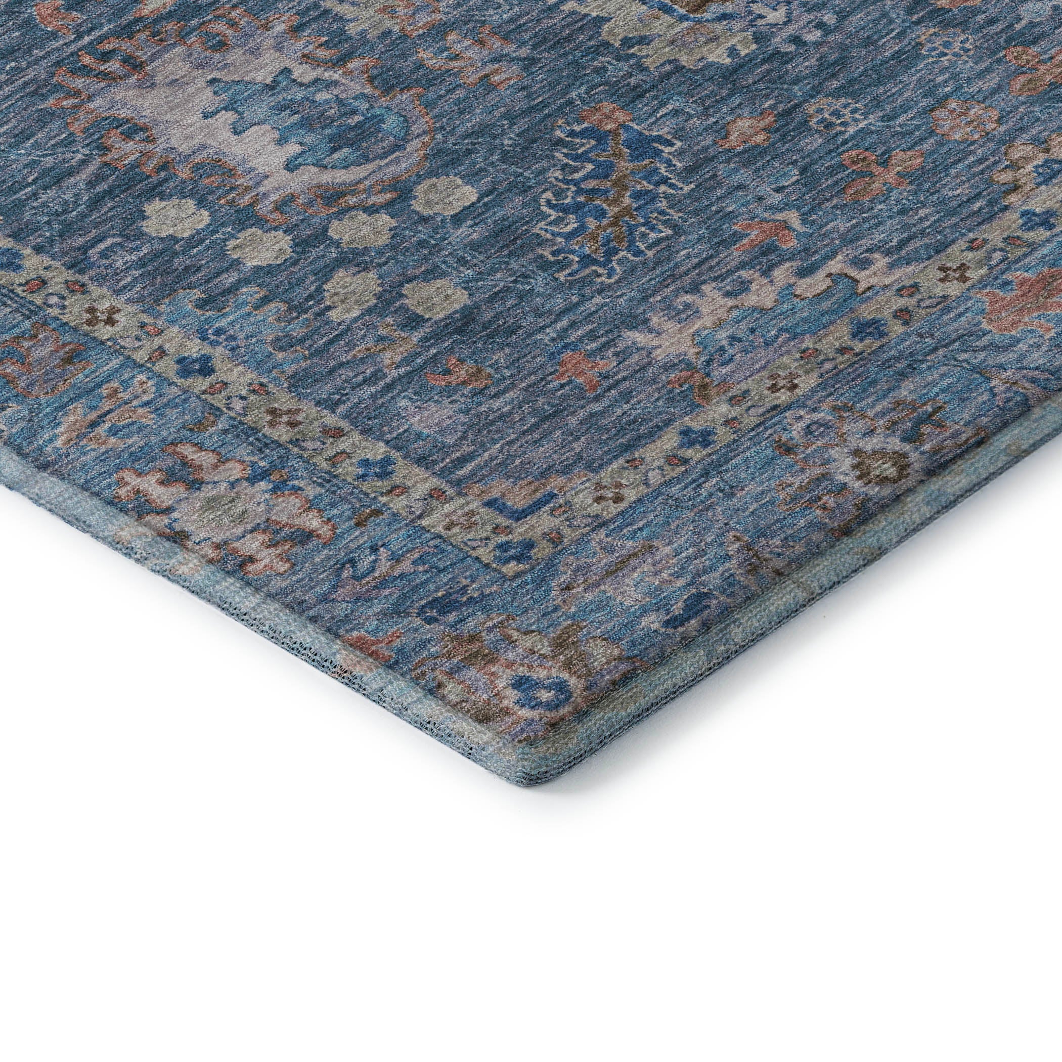 Havana Machine Washable Traditional Blue Rug 1'8" x 2'6" #shape_Rectangle
