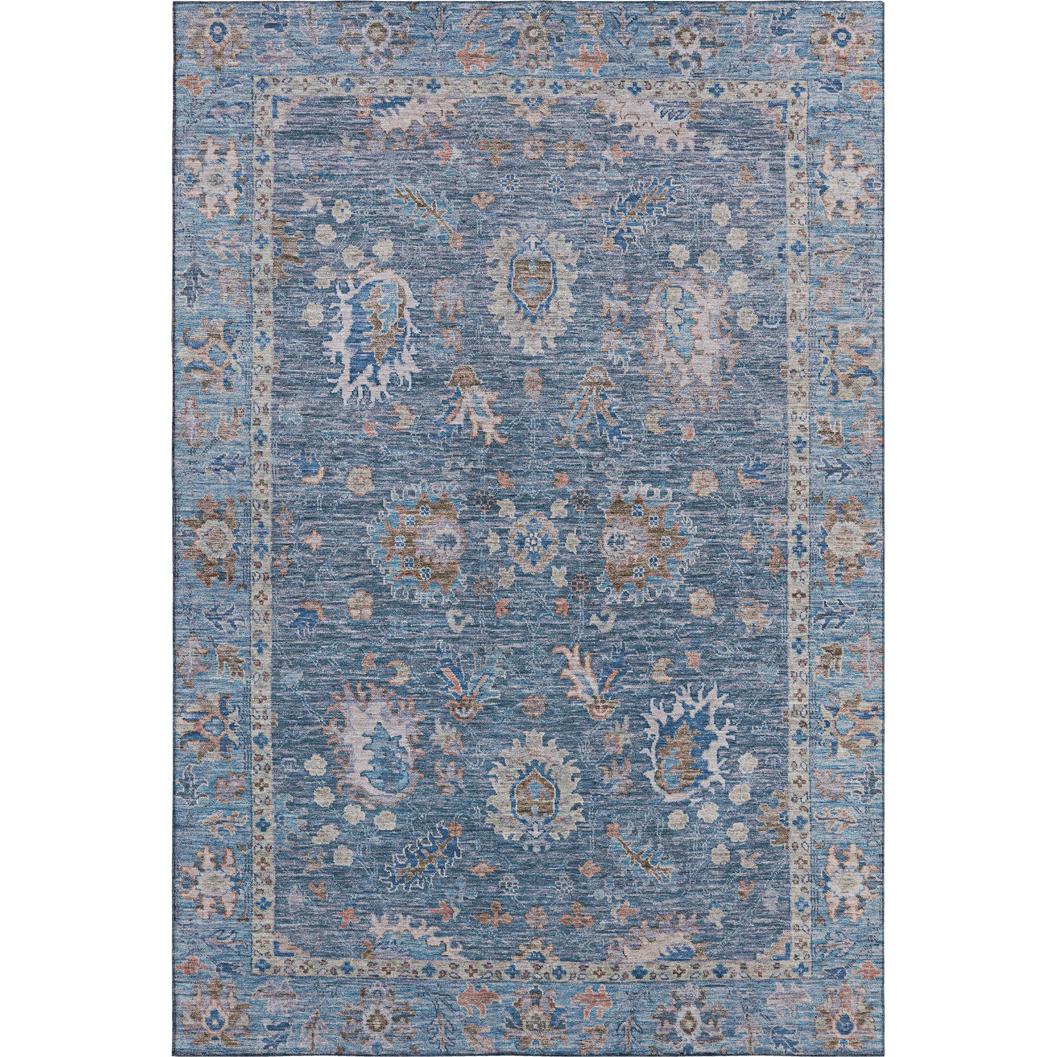 Havana Machine Washable Traditional Blue Rug 2'6" x 3'10" #shape_Rectangle