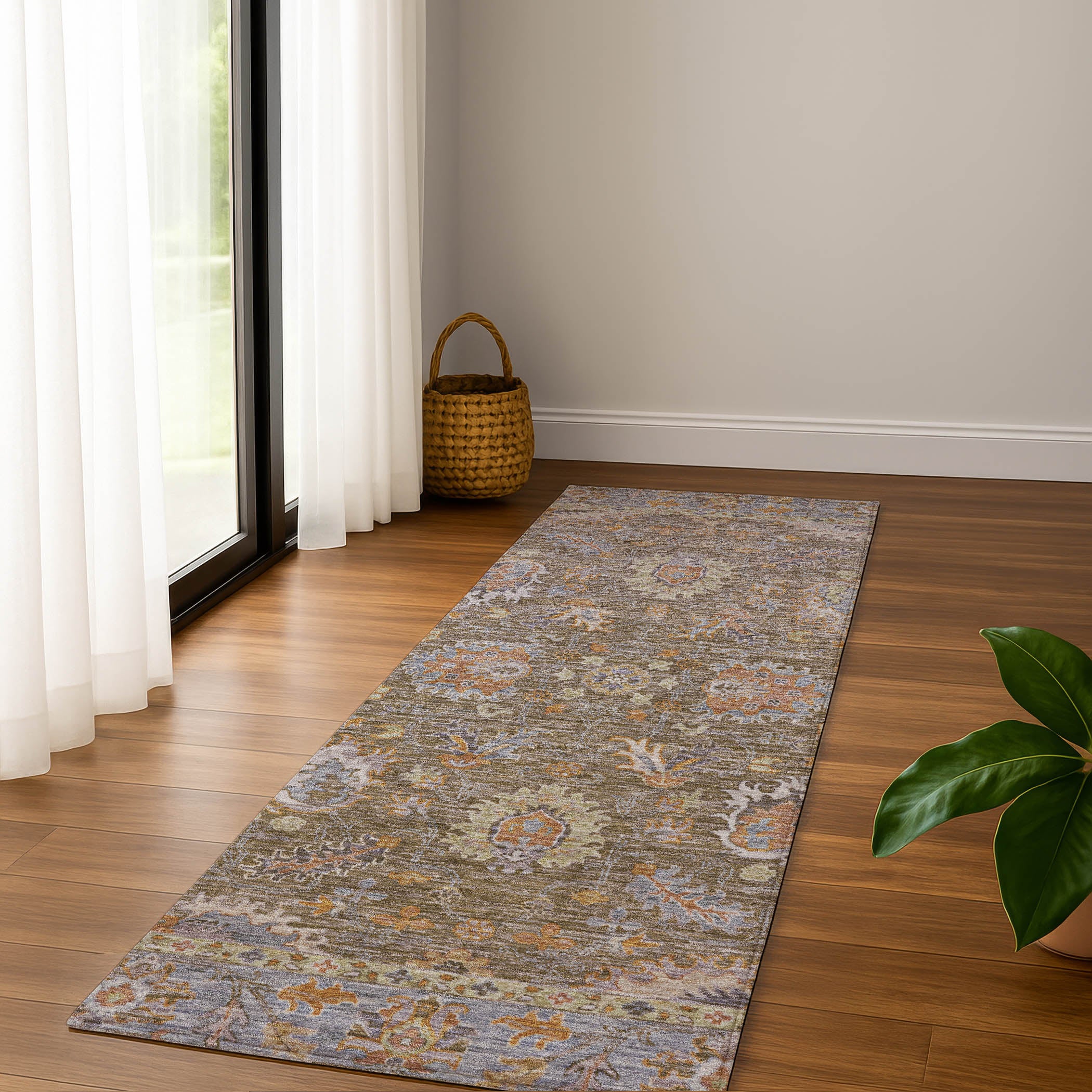 Havana Machine Washable Traditional Brown Rug 2'3" x 7'6" #shape_Runner