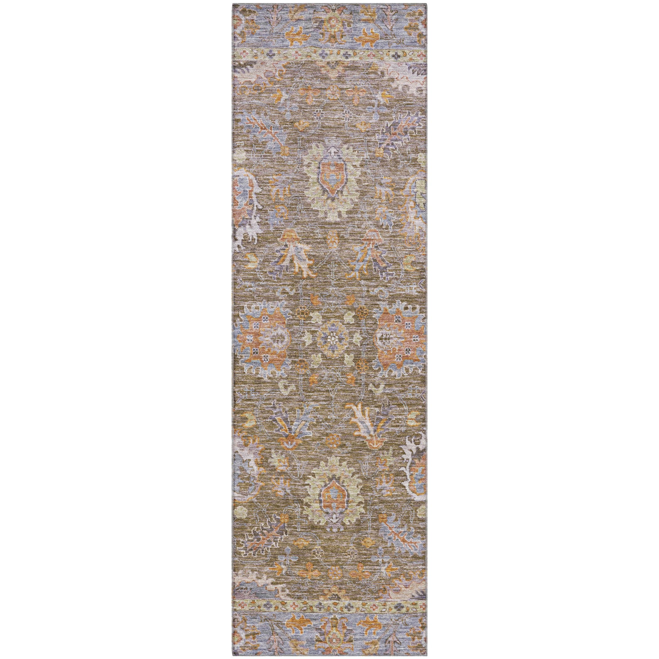 Havana Machine Washable Traditional Brown Rug 2'3" x 7'6" #shape_Runner