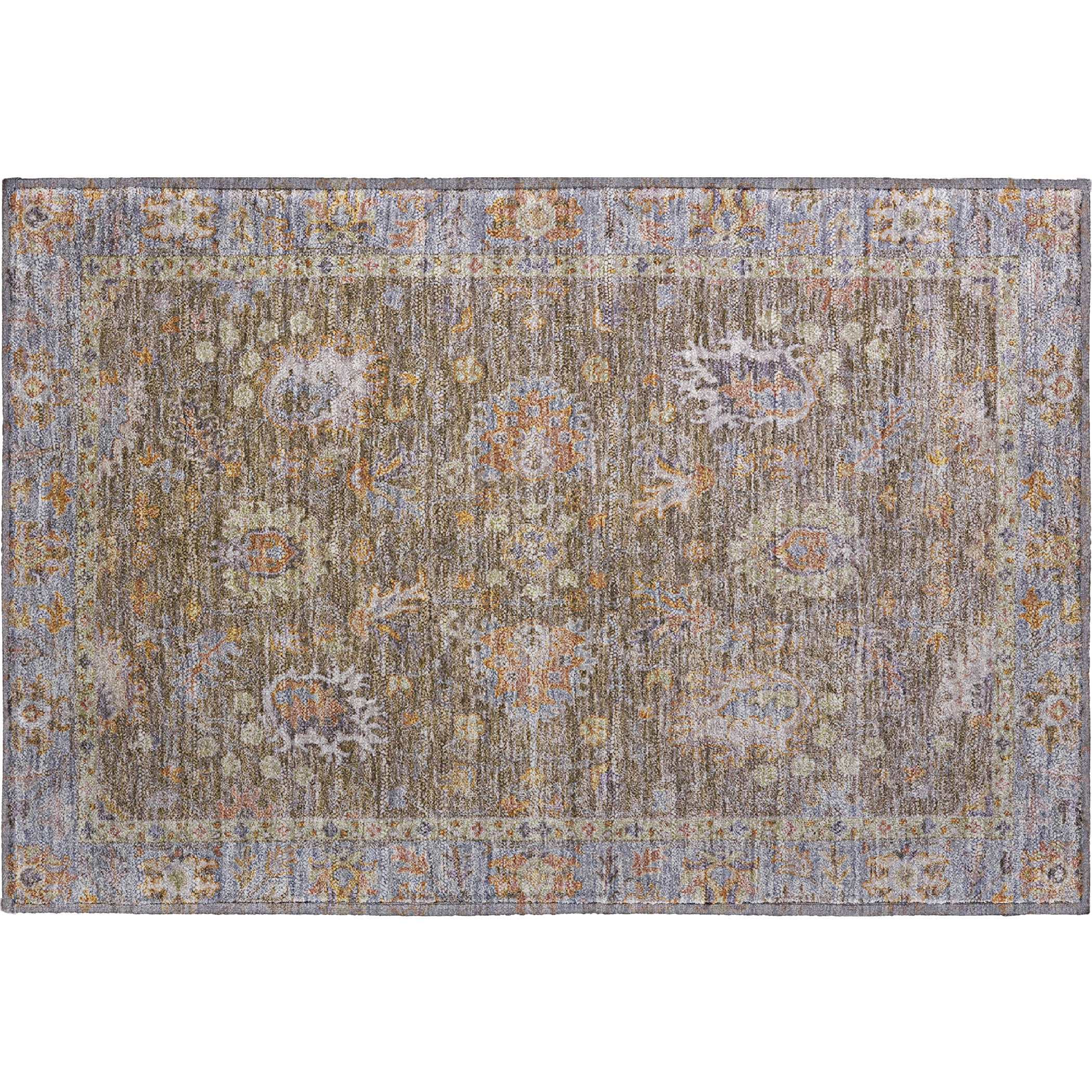 Havana Machine Washable Traditional Brown Rug 1'8" x 2'6" #shape_Rectangle