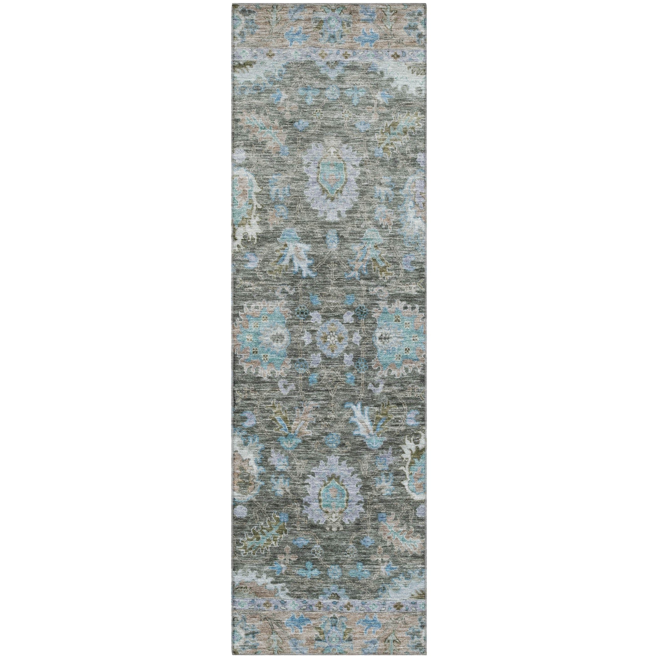 Havana Machine Washable Traditional Fern Green Rug 2'3" x 7'6" #shape_Runner