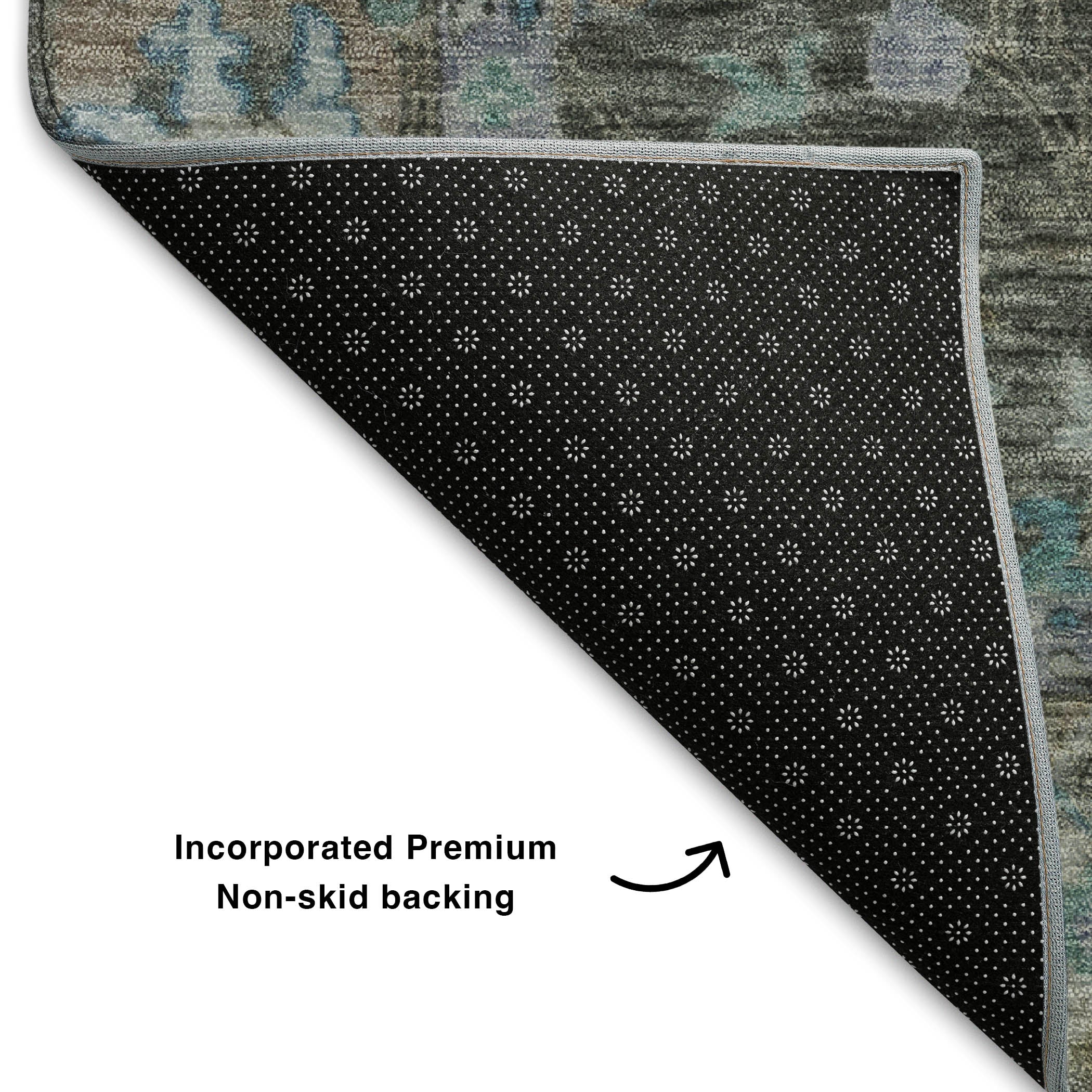 Havana Machine Washable Traditional Fern Green Rug 1'8" x 2'6" #shape_Rectangle