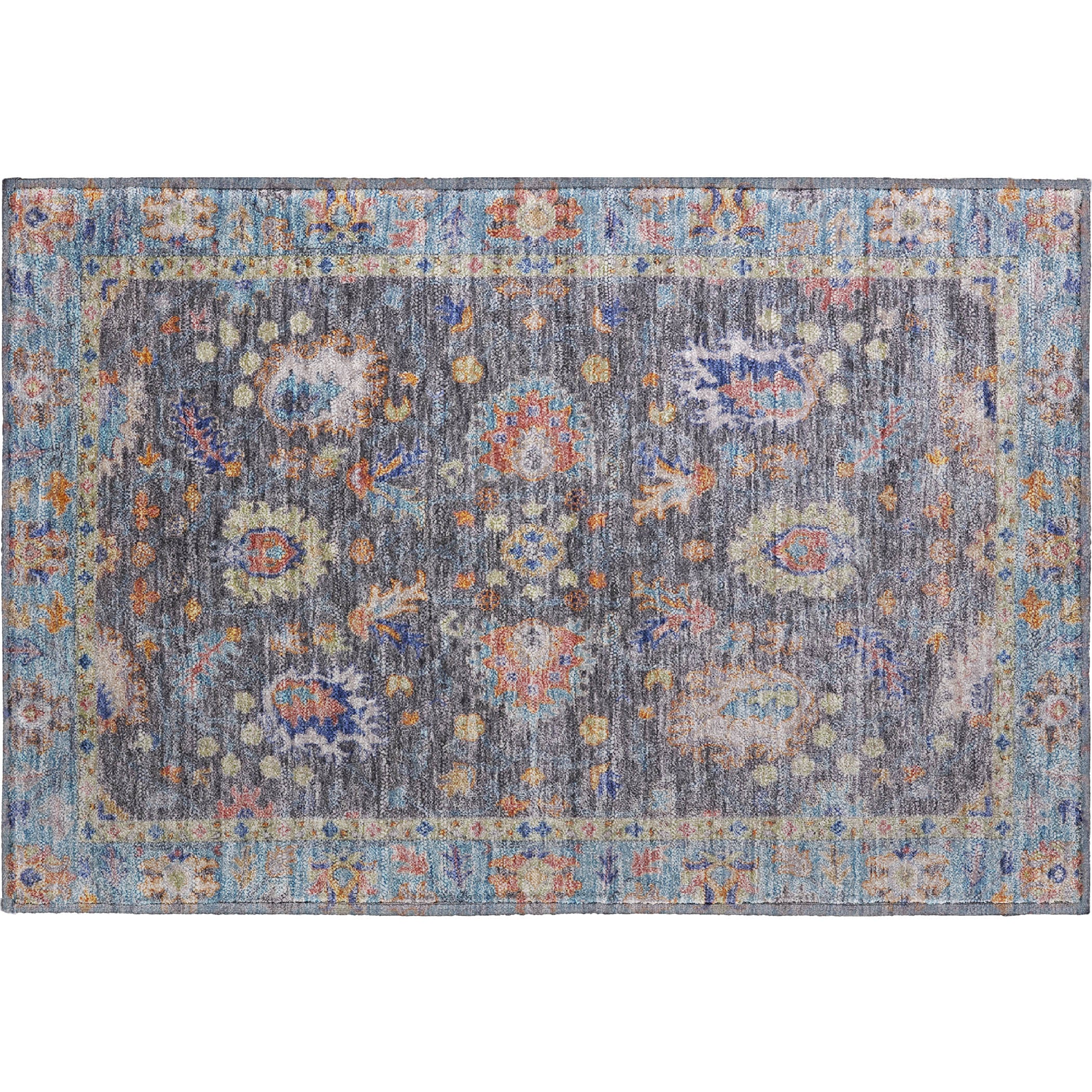 Havana Machine Washable Traditional Gray Rug 1'8" x 2'6" #shape_Rectangle