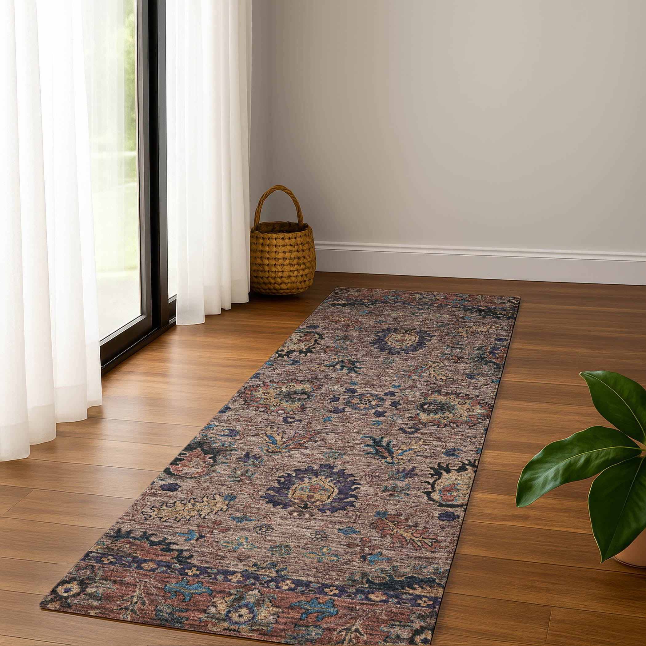Havana Machine Washable Traditional Mocha Brown Rug 2'3" x 7'6" #shape_Runner