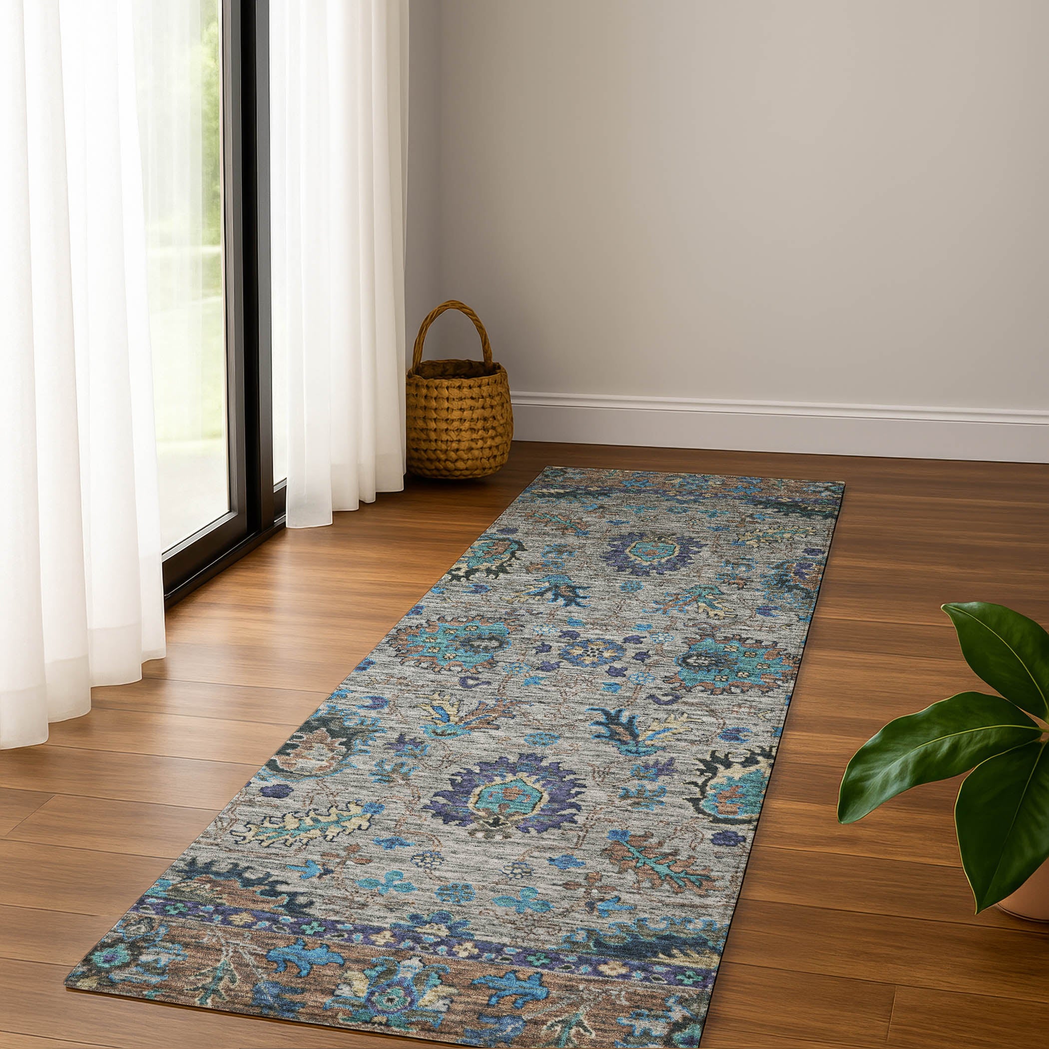 Havana Machine Washable Traditional Pewter Gray Rug 2'3" x 7'6" #shape_Runner