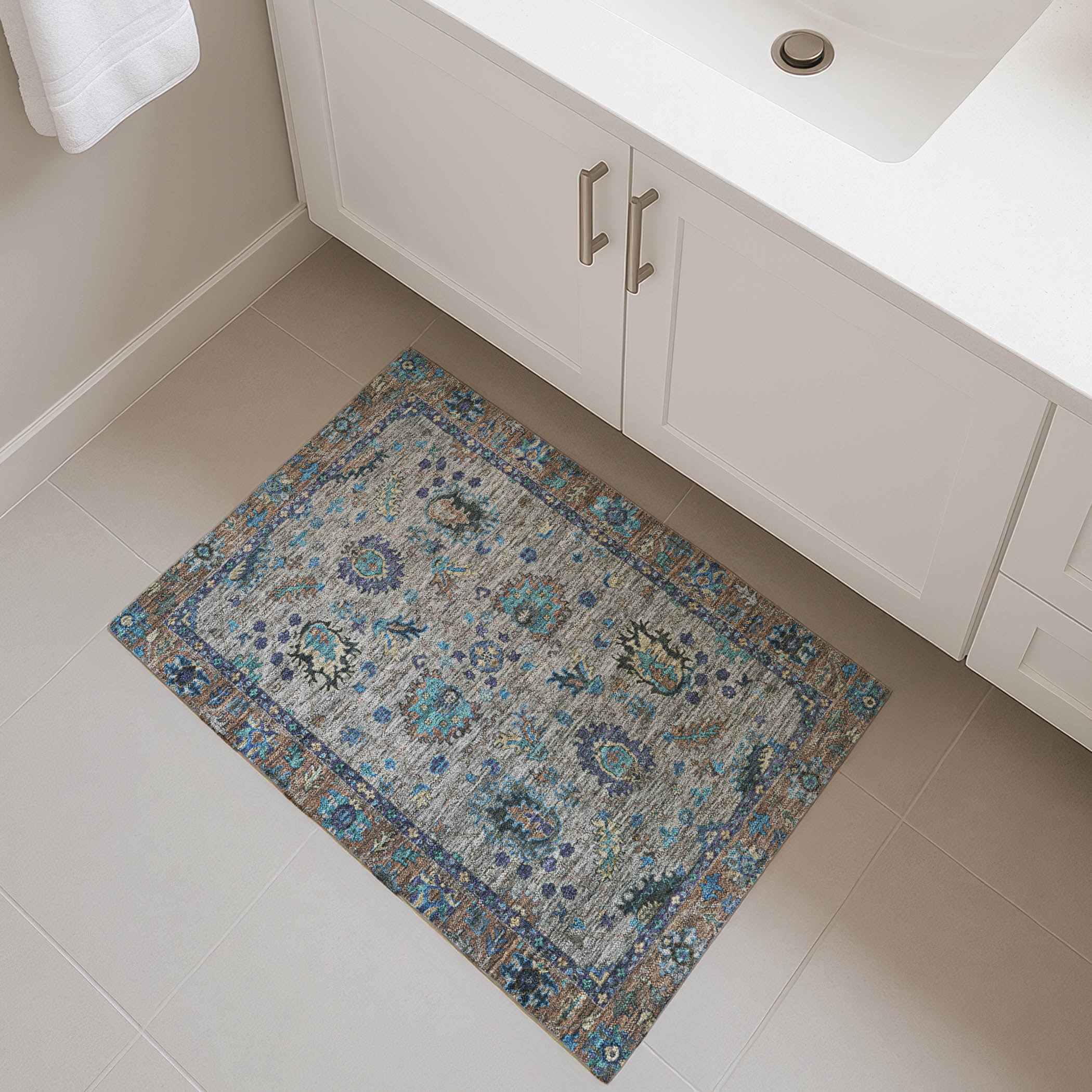 Havana Machine Washable Traditional Pewter Gray Rug 1'8" x 2'6" #shape_Rectangle