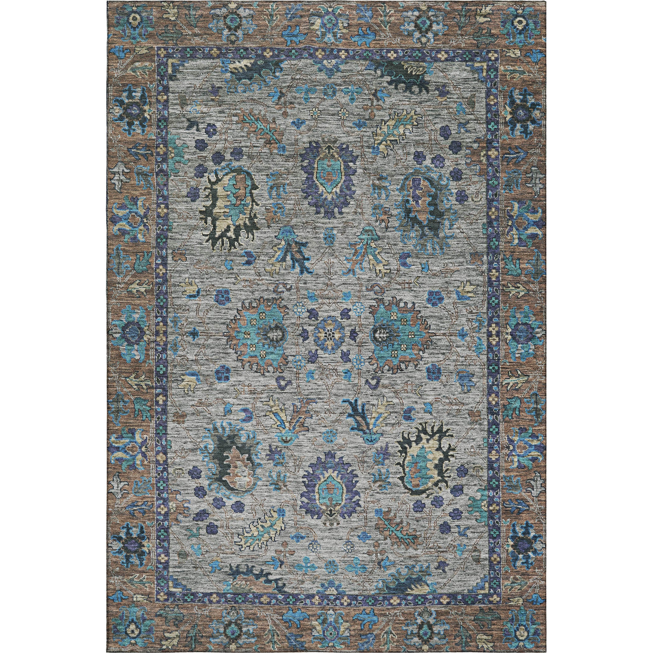 Havana Machine Washable Traditional Pewter Gray Rug 2'6" x 3'10" #shape_Rectangle