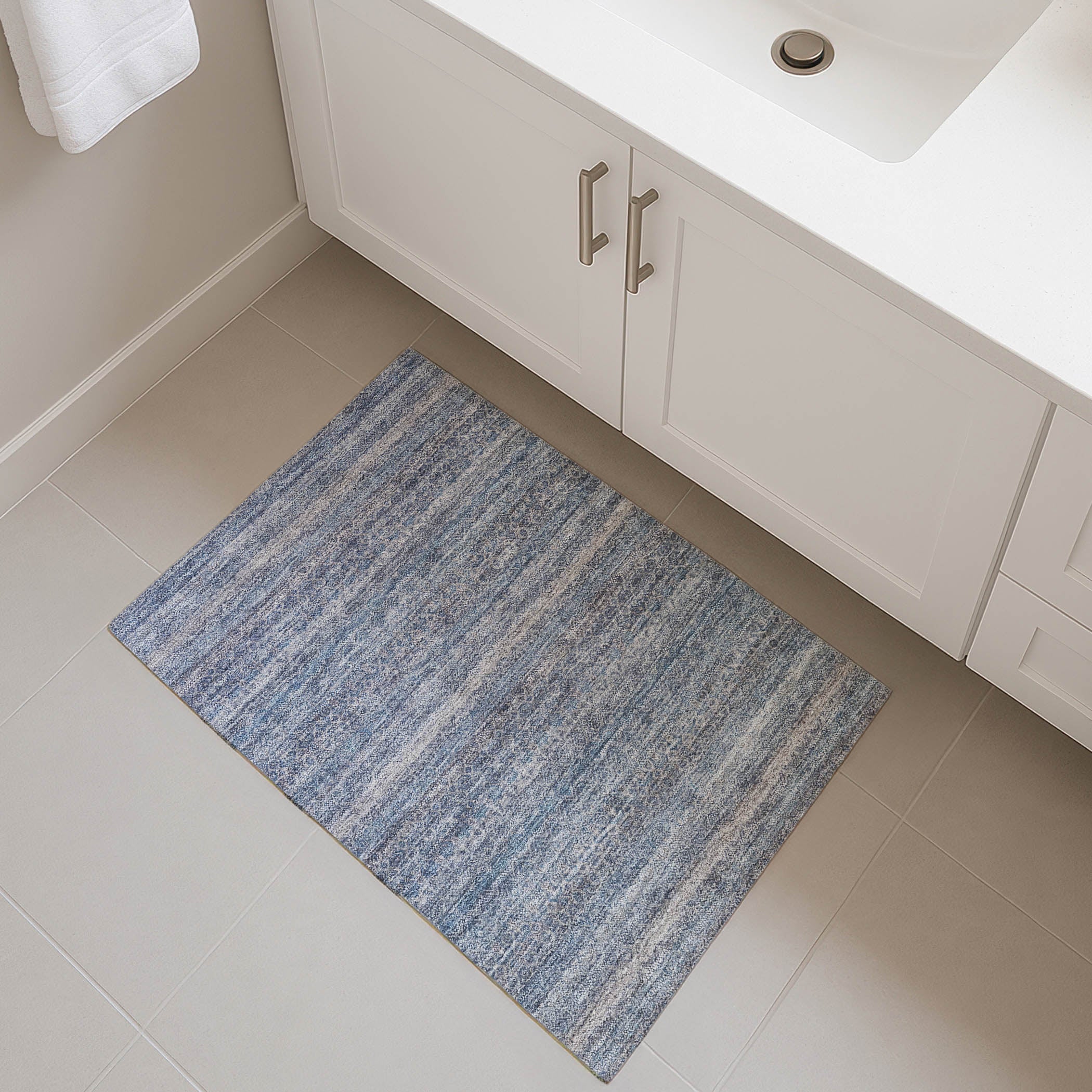 Rome Machine Washable Transitional Blue Rug 1'8" x 2'6" #shape_Rectangle