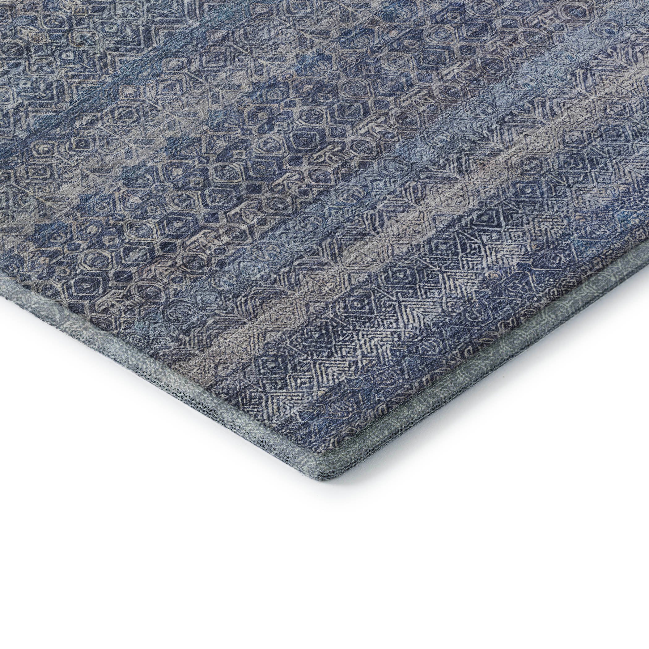 Rome Machine Washable Transitional Blue Rug 1'8" x 2'6" #shape_Rectangle